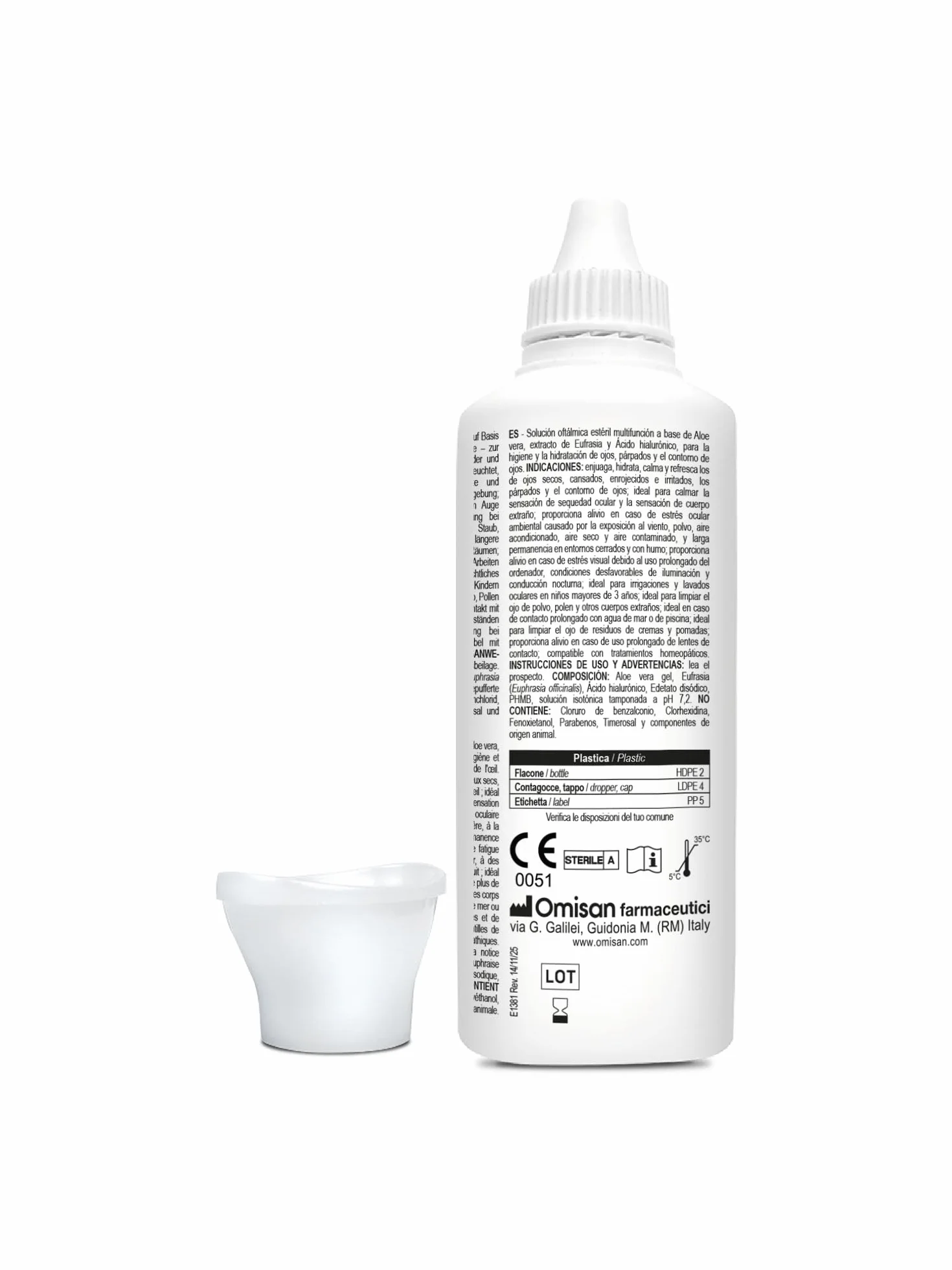 Easy Day Bagno Oculare Multi Azione, per Occhi Rossi, Stanchi e Irritati. Con Acido ialuronico ed Estratti Naturali - 100ml + Occhiera