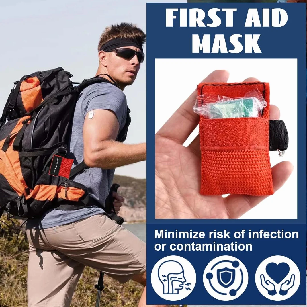 Pocket Mask Primo Soccorso 6 Pezzi Mascherina Respirazione Bocca A Bocca 5X5.5 Cm Rosso Blu Nero