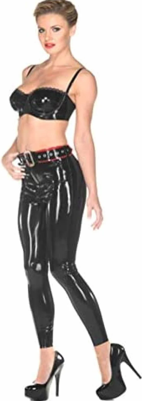 Latex Gummi Rubber Jeggings Collant Pantaloni Slim 0,4 Mm Nero 3X-grande