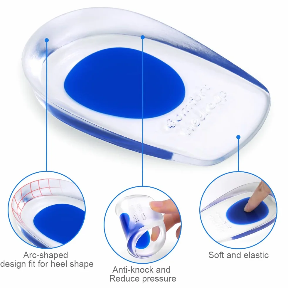 ACWOO Talloniera in Silicone, 2 Paia Supporti in Gel per Talloni, Tendine d'Achille Plantari per Tallonite, Soletta Tallonein per Sperone Calcaneare, Fascite Plantare, Dolori di Achille