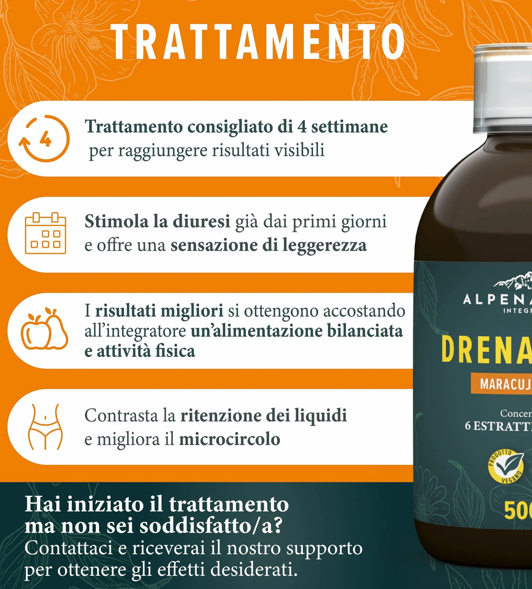 Drenaforte Drenante Forte Concentrato di 6 Estratti Naturali Detox Depurativo Naturale 500 ml
