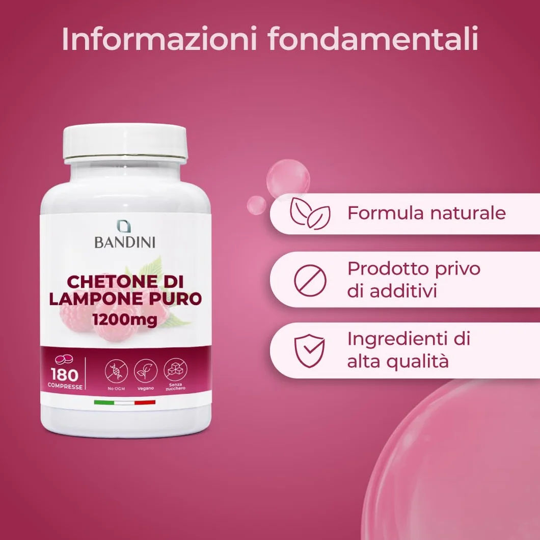 Bandini® Chetoni Esogeni di Lampone 1200mg - Integratore Vegano 180 Compresse