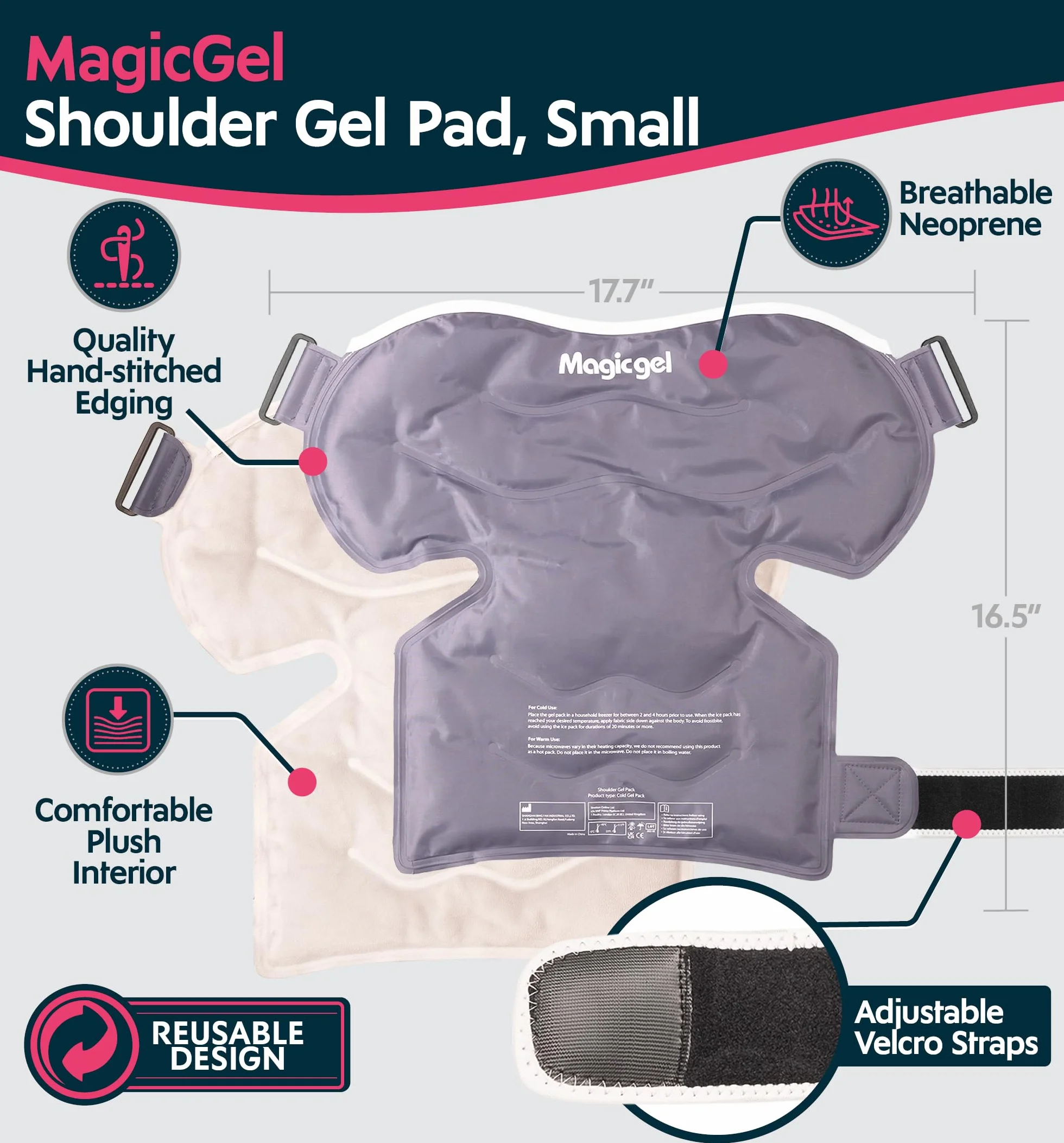Magic Gel Pack de glace d'épaule avec enveloppe professionnelle - Compression et thérapie par le froid - Réduit l'enflure et l'inflammation