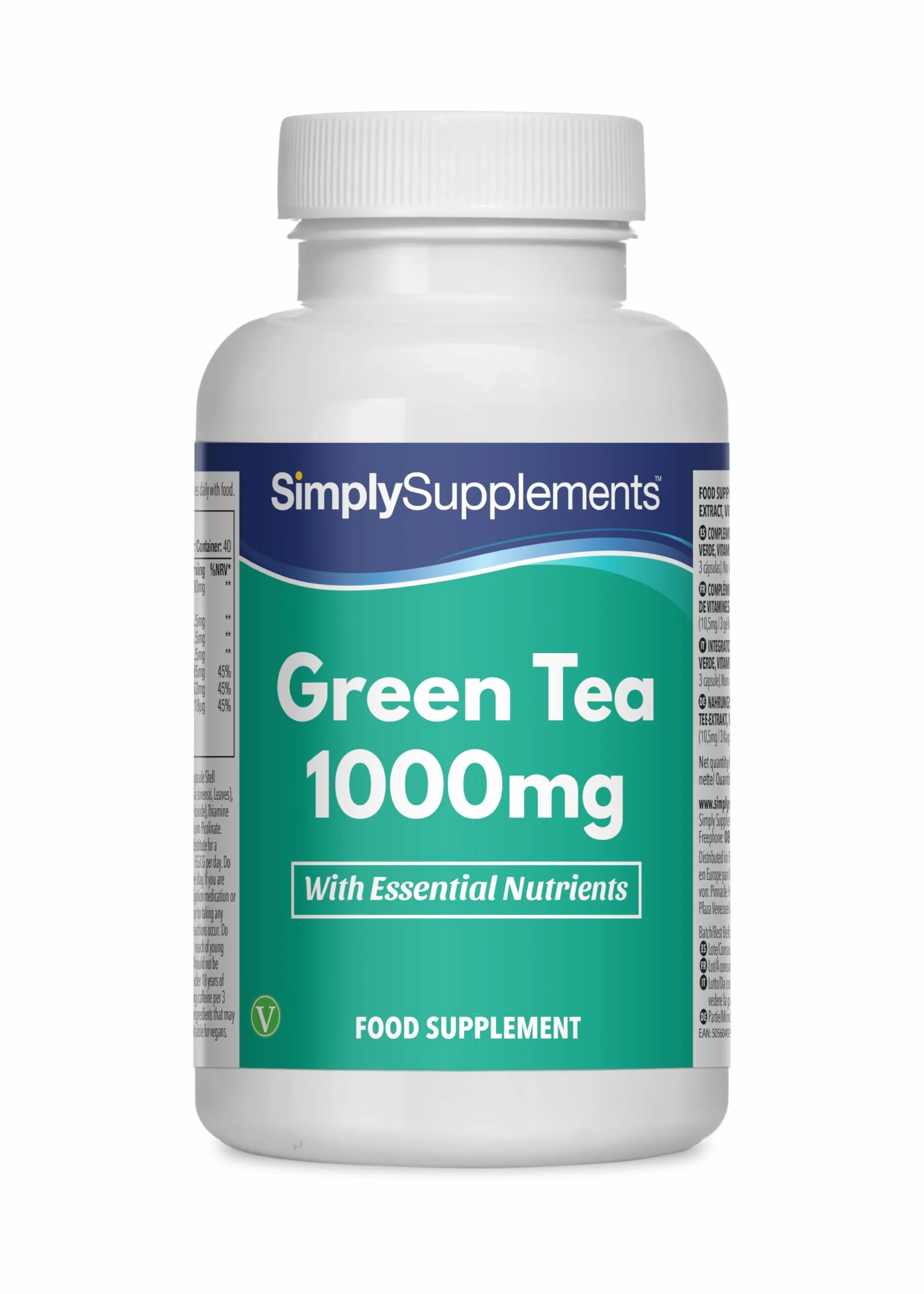 Estratto Di Tè Verde 3.000mg | Con Aggiunta Di Tiamina, Riboflavina E Cromo | Sostiene L'energia, Il Metabolismo E La Difesa Antiossidante | Adatto Ai Vegani | 120 Capsule = 40 Giorni Di Fornitura