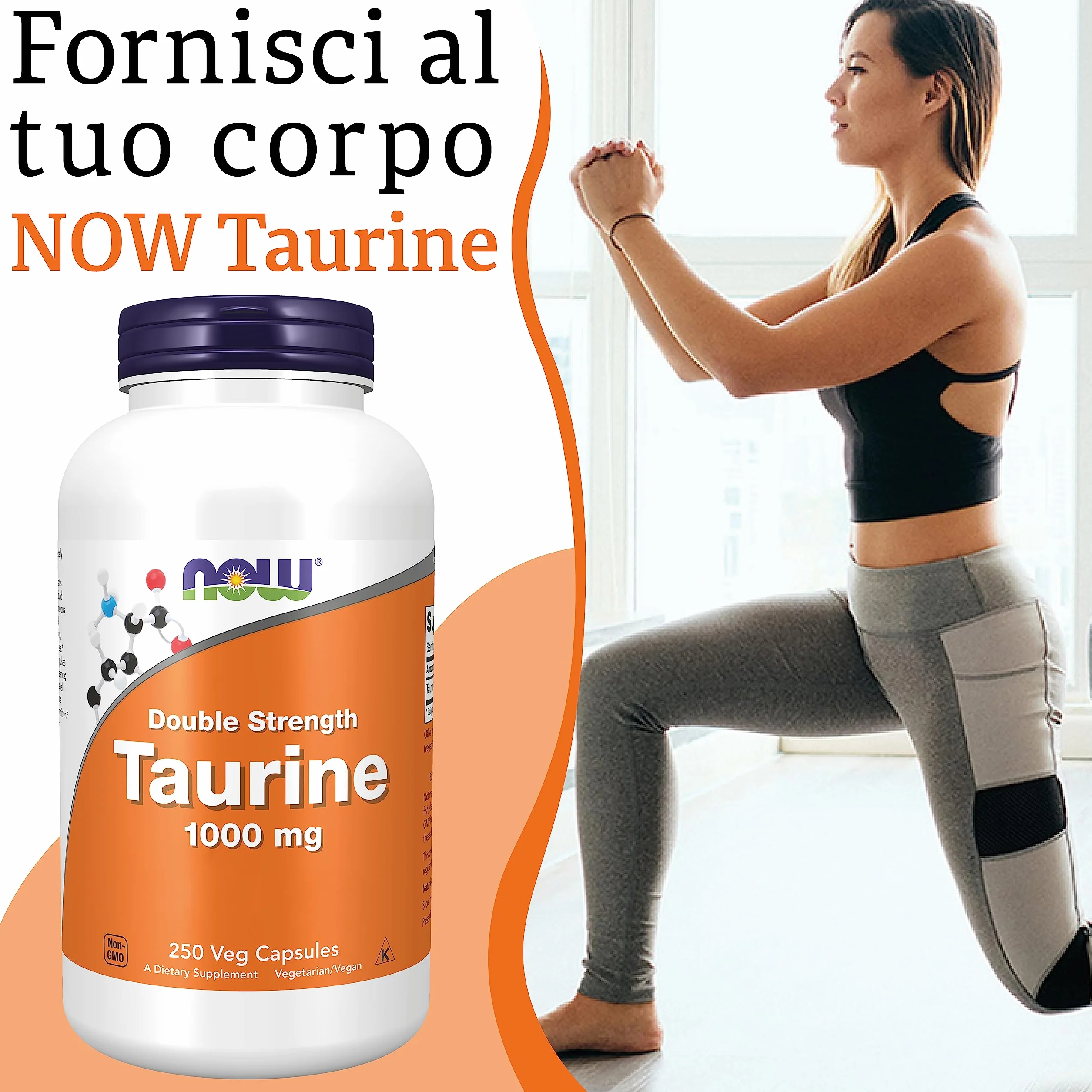 Now Foods Double Strength Taurine 1000mg 250 Capsules Vegan