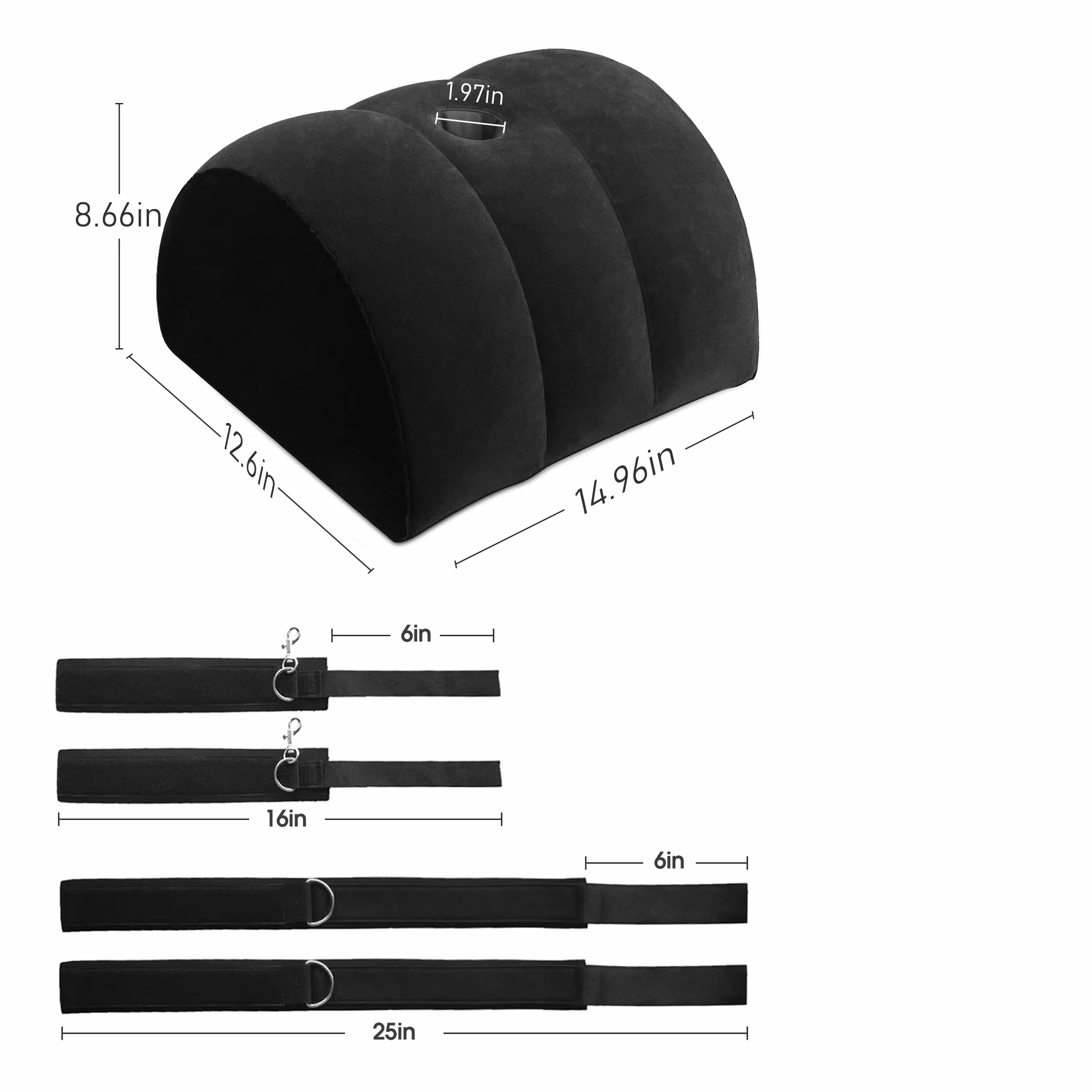 Sesso Cuscino Lombare Bondage Manette - Erotico BDSM Giochi Cuscino Gonfiabile per Posizioni Sesso, Manette Cavigliere Set di Bondage Arredamento Erotico Giocattolo Sesso per Coppie (Nero)