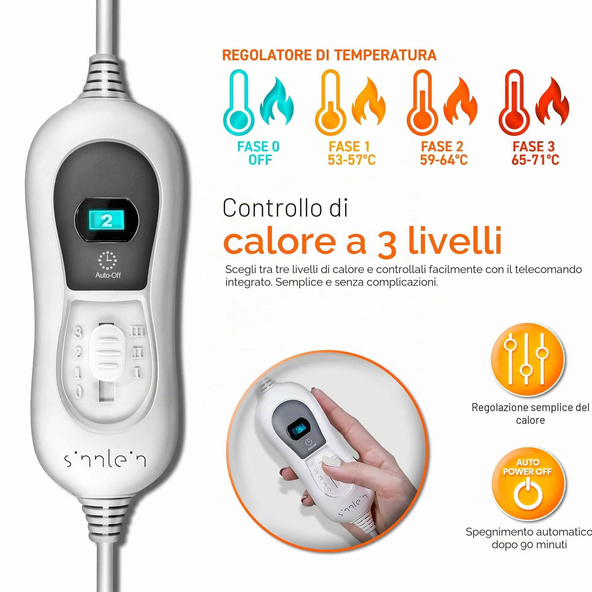 sinnlein Termoforo Elettrico per Cervicale e Spalle | Cuscinetto Riscaldante con 3 Impostazioni di Temperatura e Spegnimento Automatico | Cuscino Riscaldante con Spegnimento Automatico e 100W (Grigio)