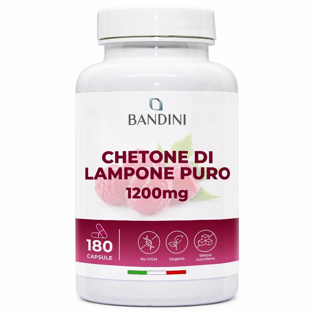 Bandini Chetone di Lampone Puro 1200mg Integratore Vegano 180 Capsule
