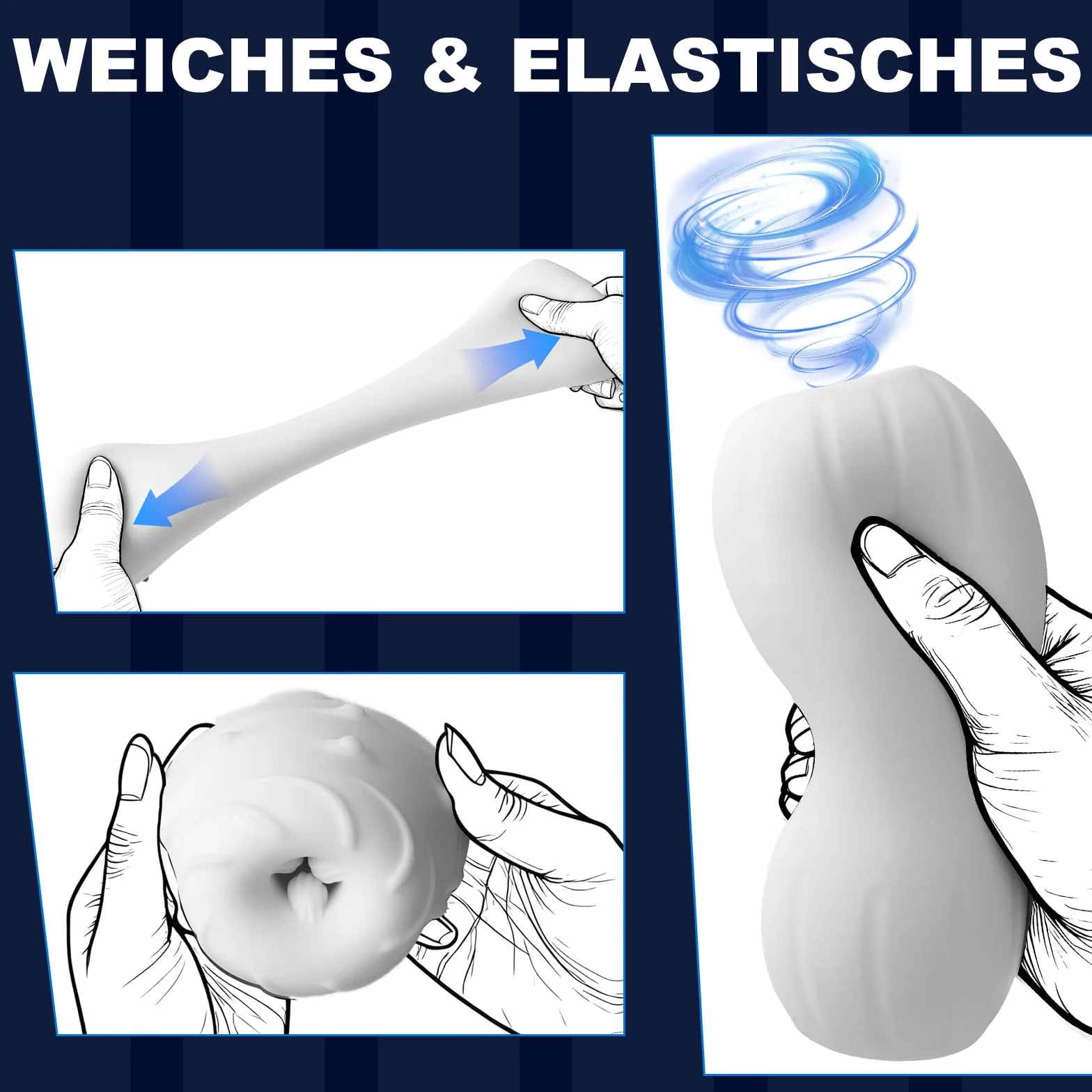 Masturbatore Uomo - Masturbatori Maschili Ultra Elastico Toy con 3D Vagina Finta, Pompino Giocattoli Sessuali, Manuale Objet per Uomini, Masturbatore per Pene Sexytoys Uomo Pocket Pussy