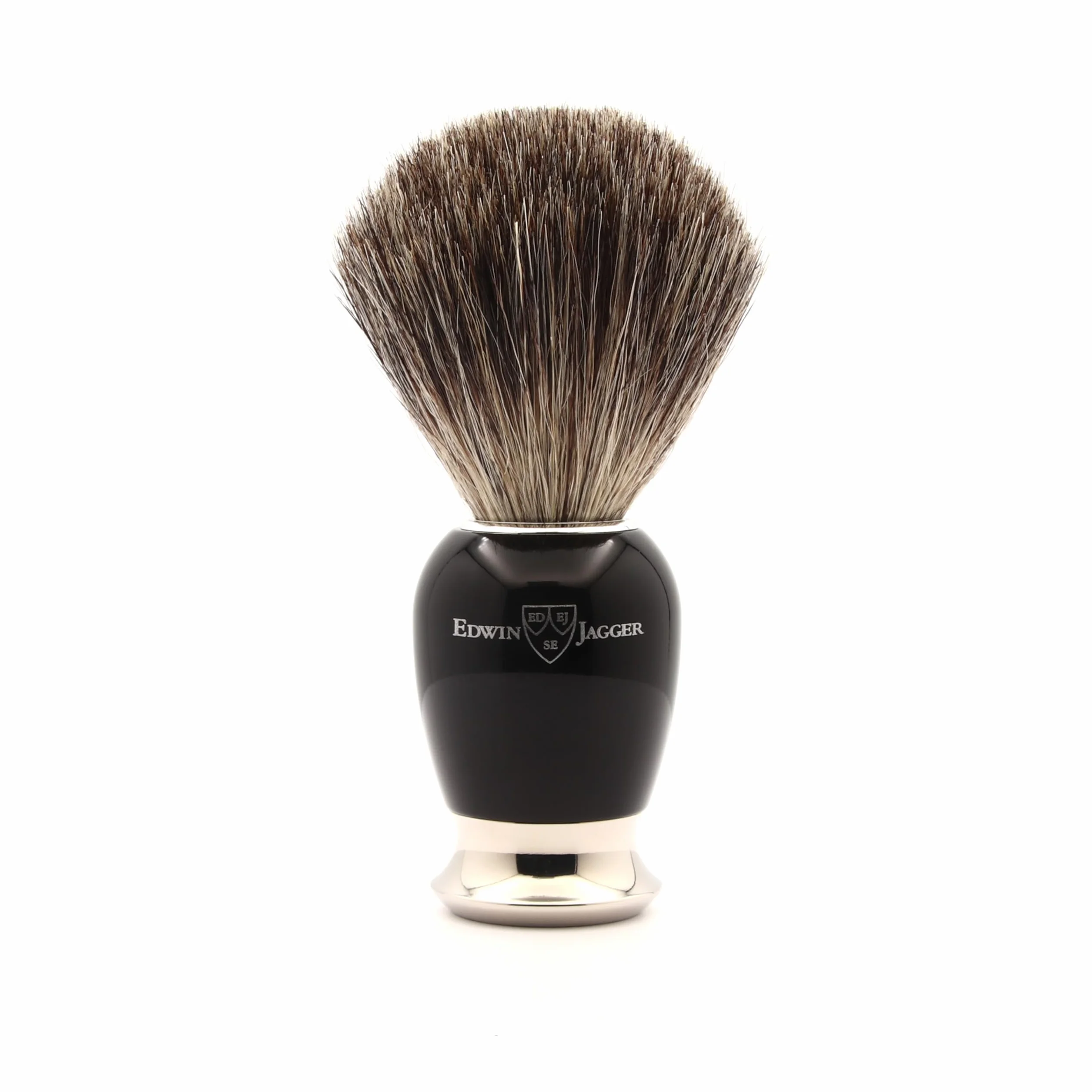 Edwin Jagger 81SB586AMZ Classico pennello da barba esfoliante in puro tasso imitato di ebano con supporto per crema da barba o sapone da barba per uomo e donna (nero)