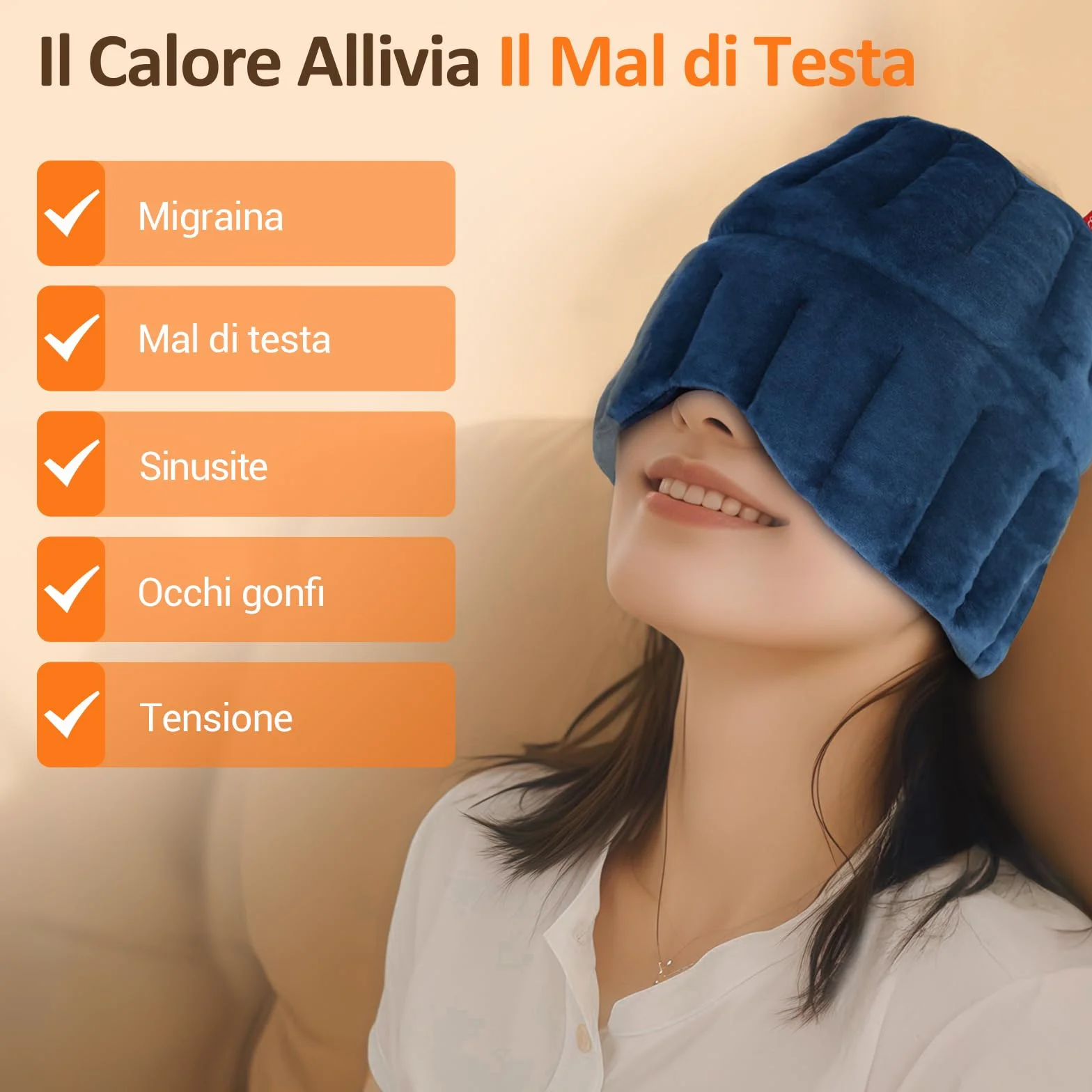 Comfytemp Cappello Riutilizzabile per Emicrania e Fascia Mal di Testa, Alleviare la Pressione Sinusale, Mal di Testa Tensivi e Affaticamento Degli Cchi, Maschera Termica per Gli Occhi