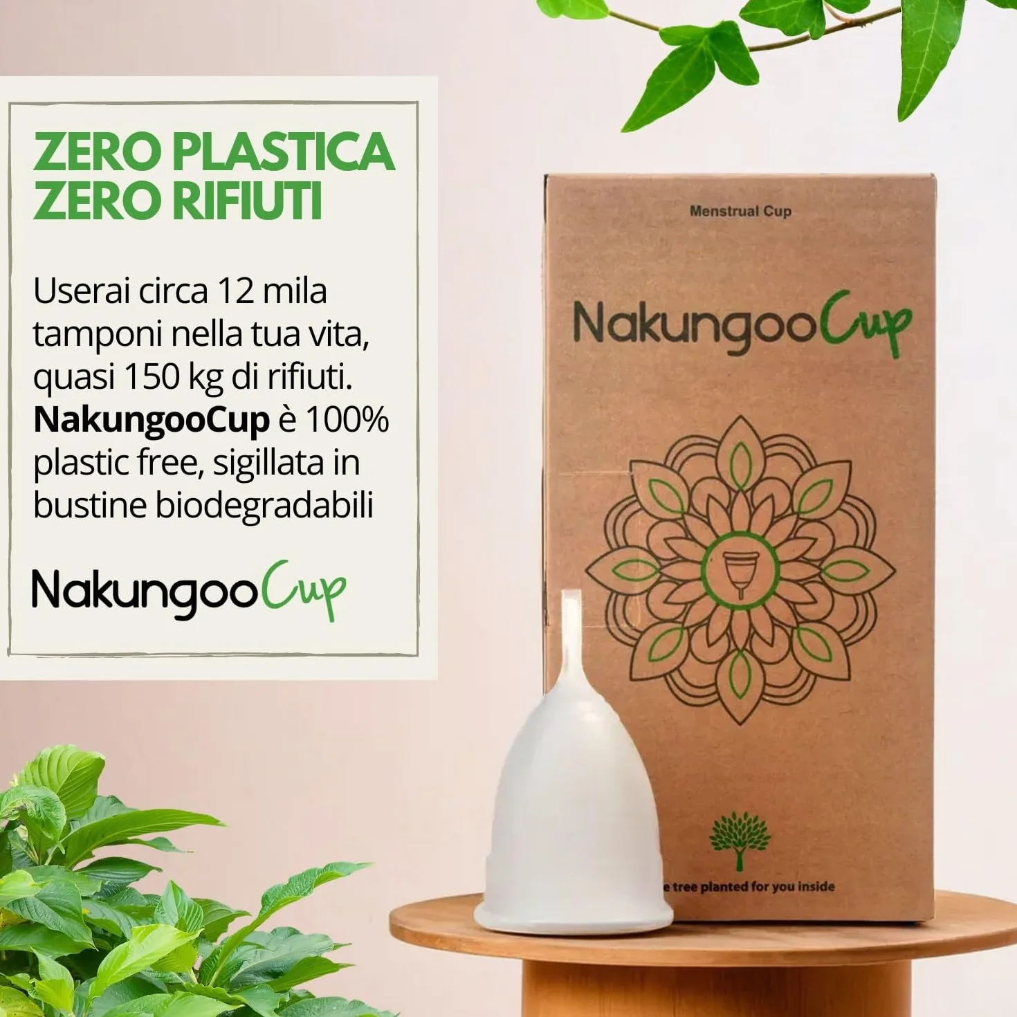 Nakungoo Cup Coppetta Mestruale Morbida 100% Silicone Medicale Certificata, Anallergica, Riutilizzabile per Flusso Abbondante | Kit Completo 2 Taglie (S e L) con Sterilizzatore, Sacchetta e Spazzolina