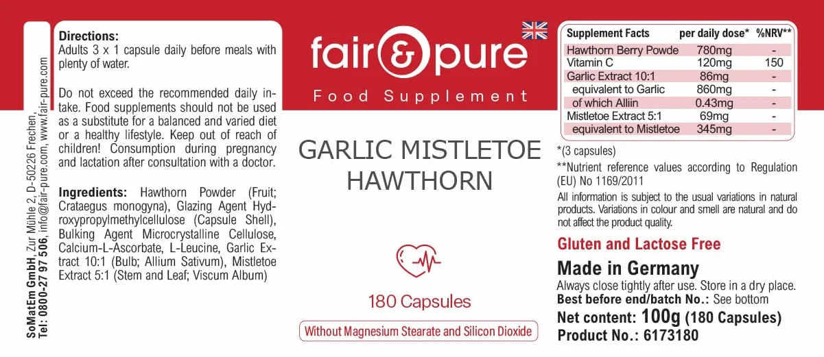 Fair & Pure® - Estratto di Aglio con Vischio e Biancospino - Vegan - 180 Capsule