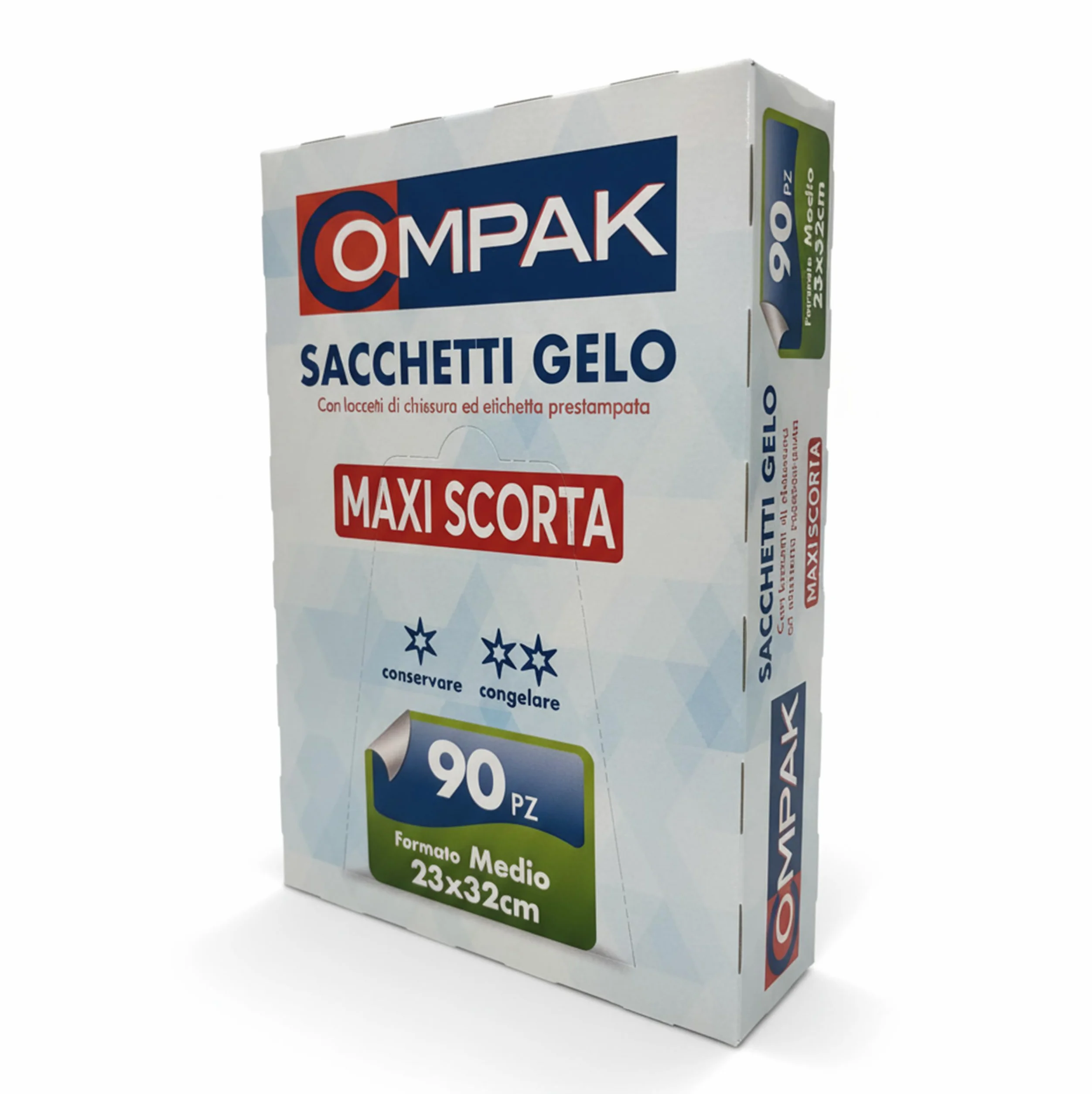 FRIO 90 Sacchetti Gelo Misura Media 23x32 cm | Confezione Risparmio per Alimenti, Freezer e Cucina | Buste Congelatore con Laccetti ed Etichetta | Antistrappo e Resistenti, Maxi Scorta