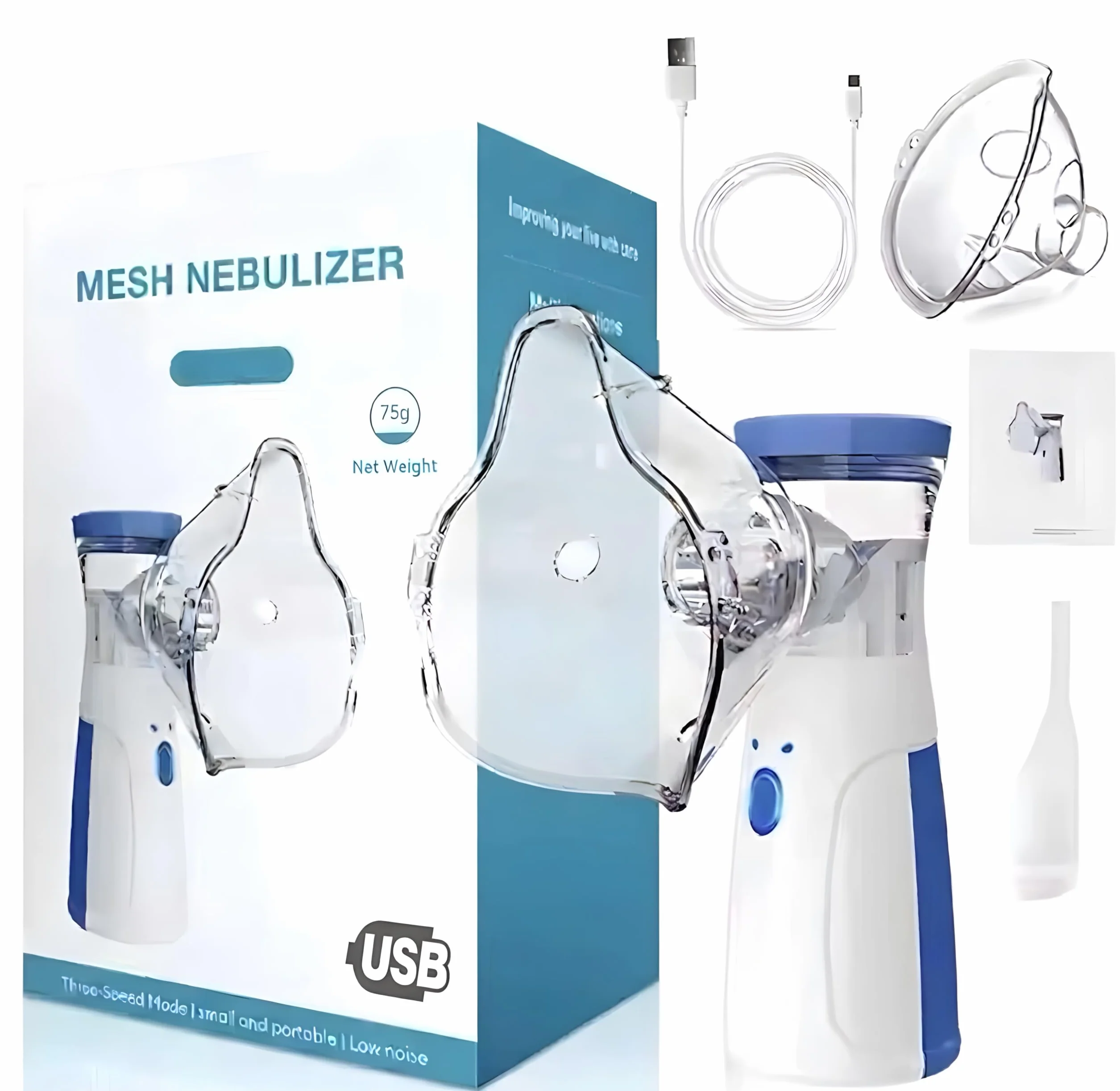 Przenośny nebulizator ultradźwiękowy USB z maskami dla dorosłych i dzieci