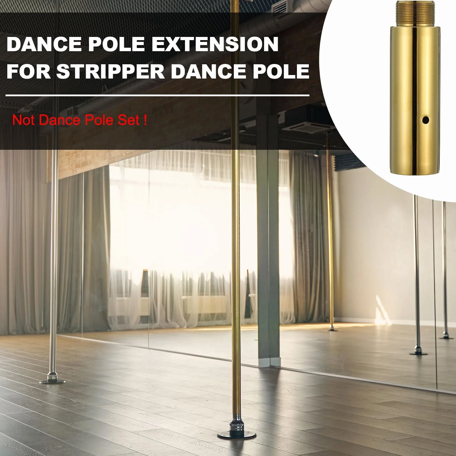 Prolunga per asta da ballo 45 mm, tubo estensibile regolabile 12,7 cm, acciaio inossidabile, oro