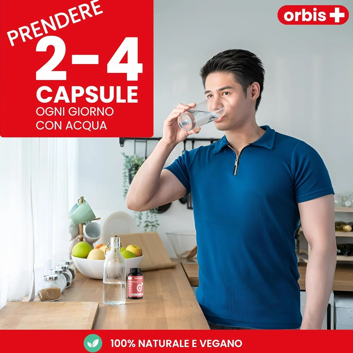 ORBIS TESTOWIT Integratore Naturale per Uomini | Supplemento per la Regolazione Ormonale con Muira Puama, Maca e Ashwagandha | aumenta la vitalità naturale | Forza & Energia Uomo | 120 Capsule