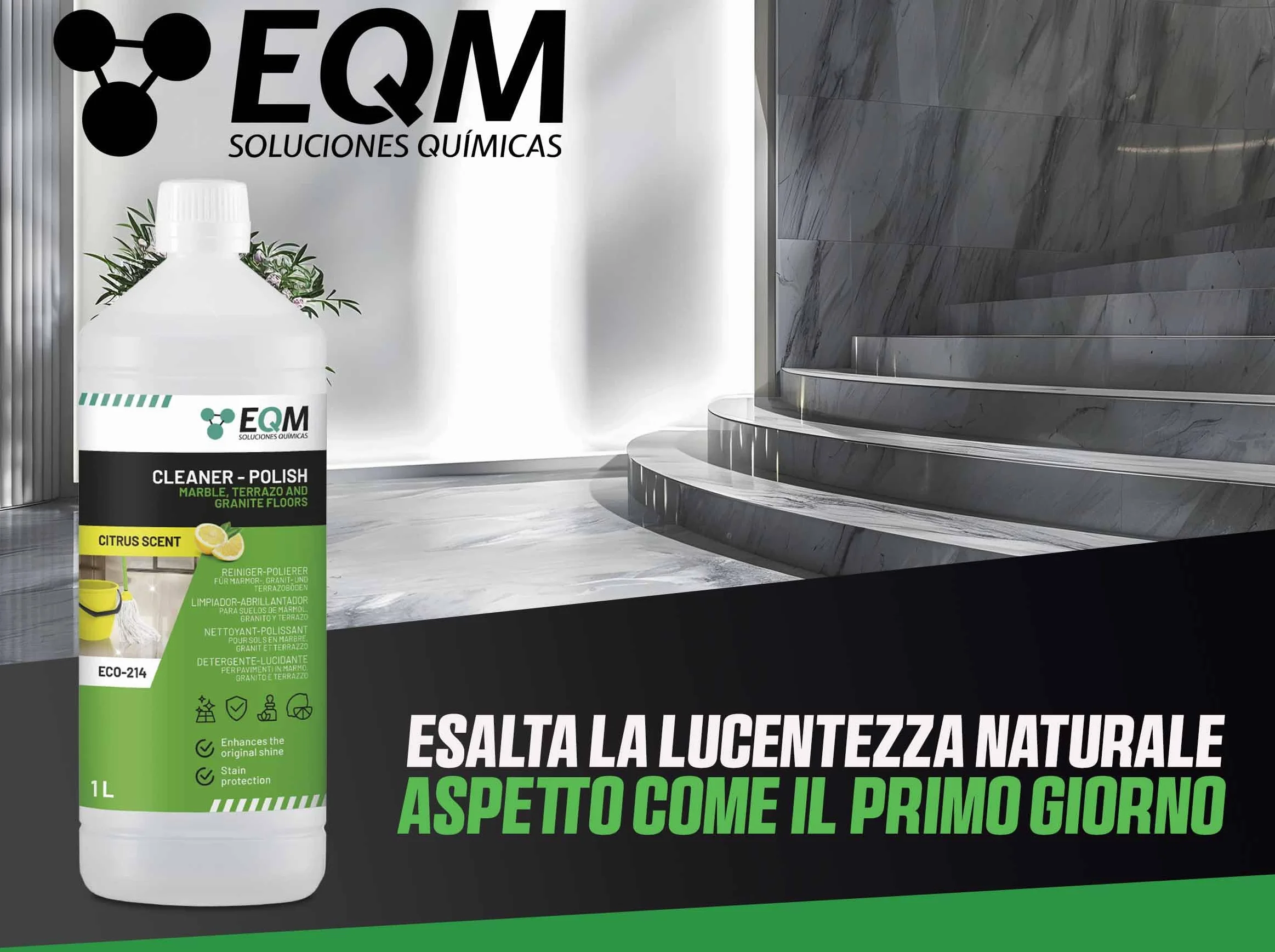 Detergente Lucidante per Marmo, Granito e Pietra Naturale ECO-214 1L