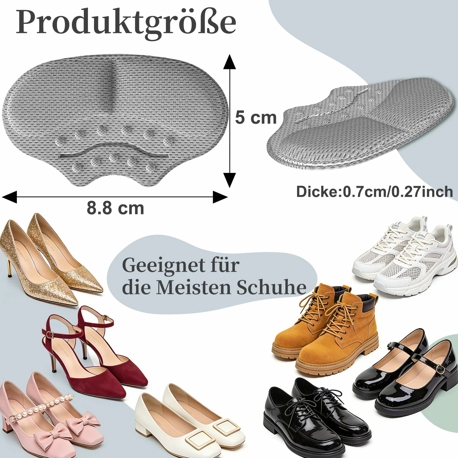 SURFOU 6 Paia Cuscinetti per Scarpe Troppo Grandi, Proteggi Tallone Autoadesivi Antiscivolo, Inserti Morbidi, Migliora la Vestibilità, Adatto per Tacchi, Sneakers e Modelli Casual da Uomo e Donna