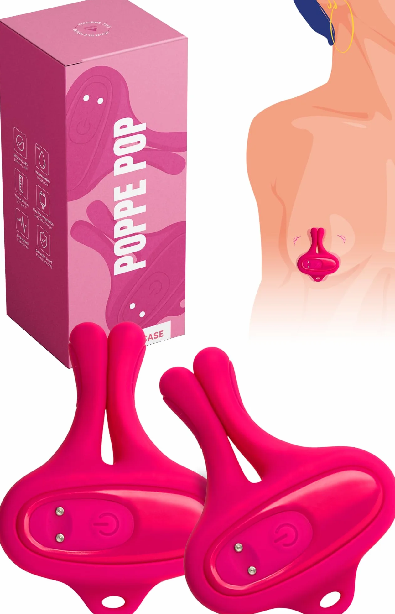 MySecretCase Pinze Vibranti per Capezzoli - Vibratoreper Donna Professionale, Vibratore Sexytoysys Donne, Bdsm Stimolatore Femminile, Sextoy Sessuali per Coppie, Sextoys Paracapezzoli per Coppia