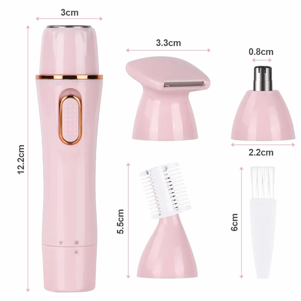 ACWOO Rasoio Elettrico Donna, 4 in 1 Epilatore Senza Fili, Ricaricabile Epilatore viso, Depilatore Multifunzione a Secco e Bagnato per Una Rasatura Delicata e Accurata, Impermeabile