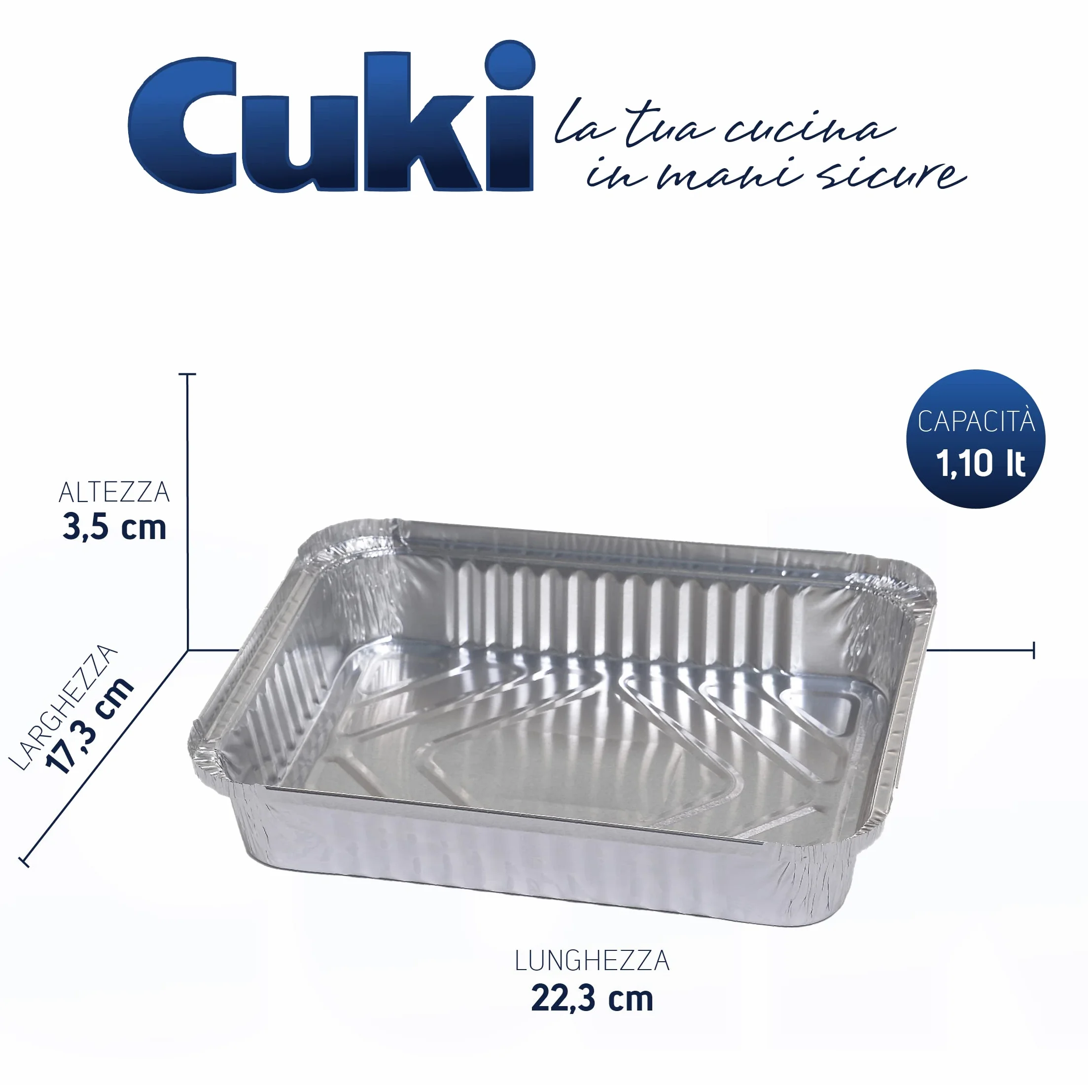 Cuki Vaschette Alluminio con Coperchi Doppia Forza 4 Porzioni Rettangolari R75L 6 Confezioni da 3 Pezzi