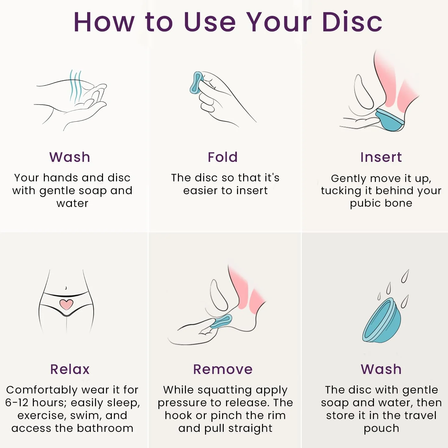 Ecoblossom Dischi mestruali riutilizzabili a prova di perdite - Silicone di grado medicale, sostenibile, ecologico. Confezione da 2 dischetti mestruali grandi, capacità 68 ml