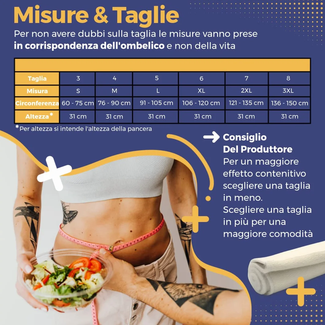 VP Pancera Contenitiva Uomo Donna Lombare Riscaldante in Lana e Cotone | Fascia Post-Operatoria Made in Italy, Sollievo Mal di Schiena