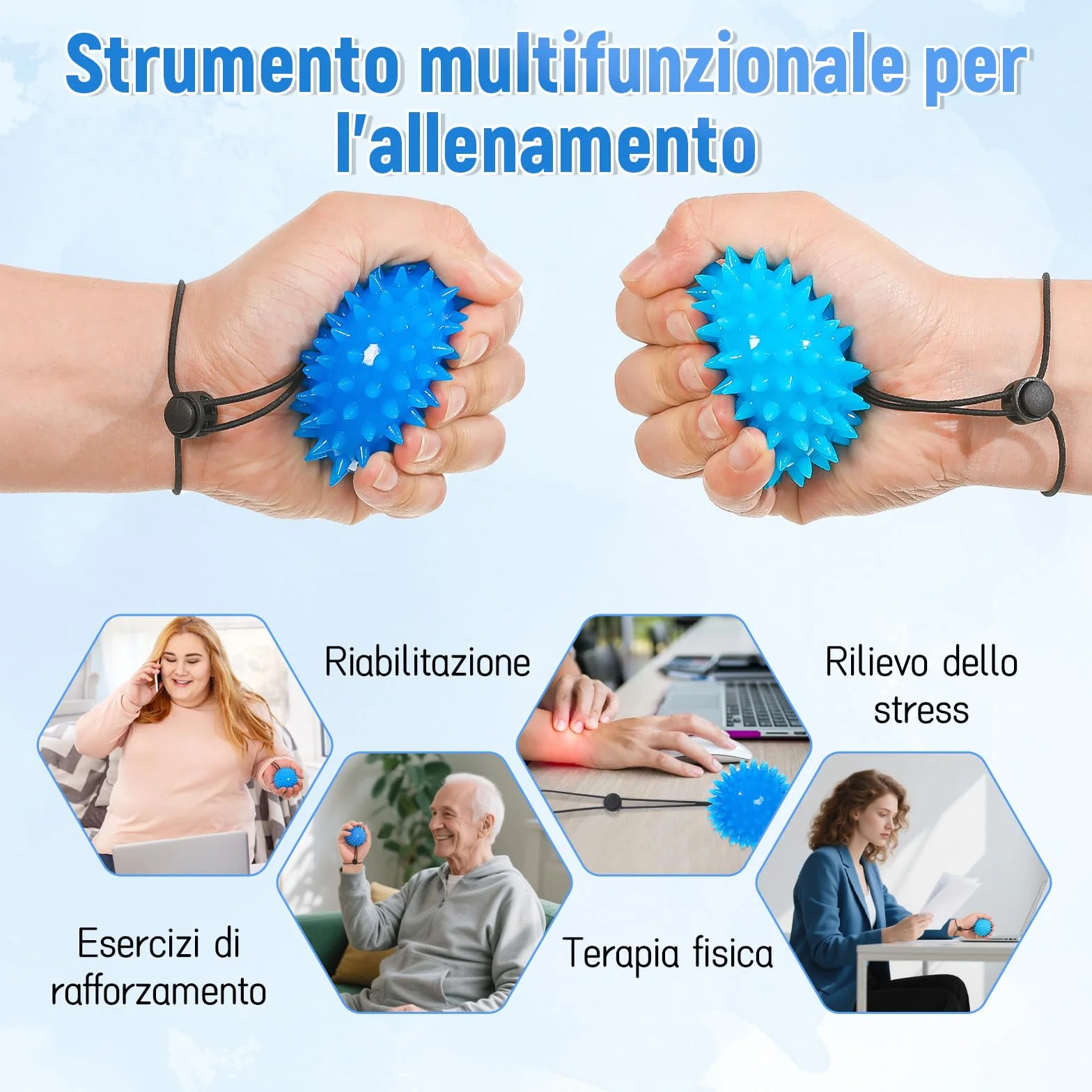 2PCS Pallina Antistress Mano Terapia - due gradi per Mano Massaggio, Riabilitazione Mano