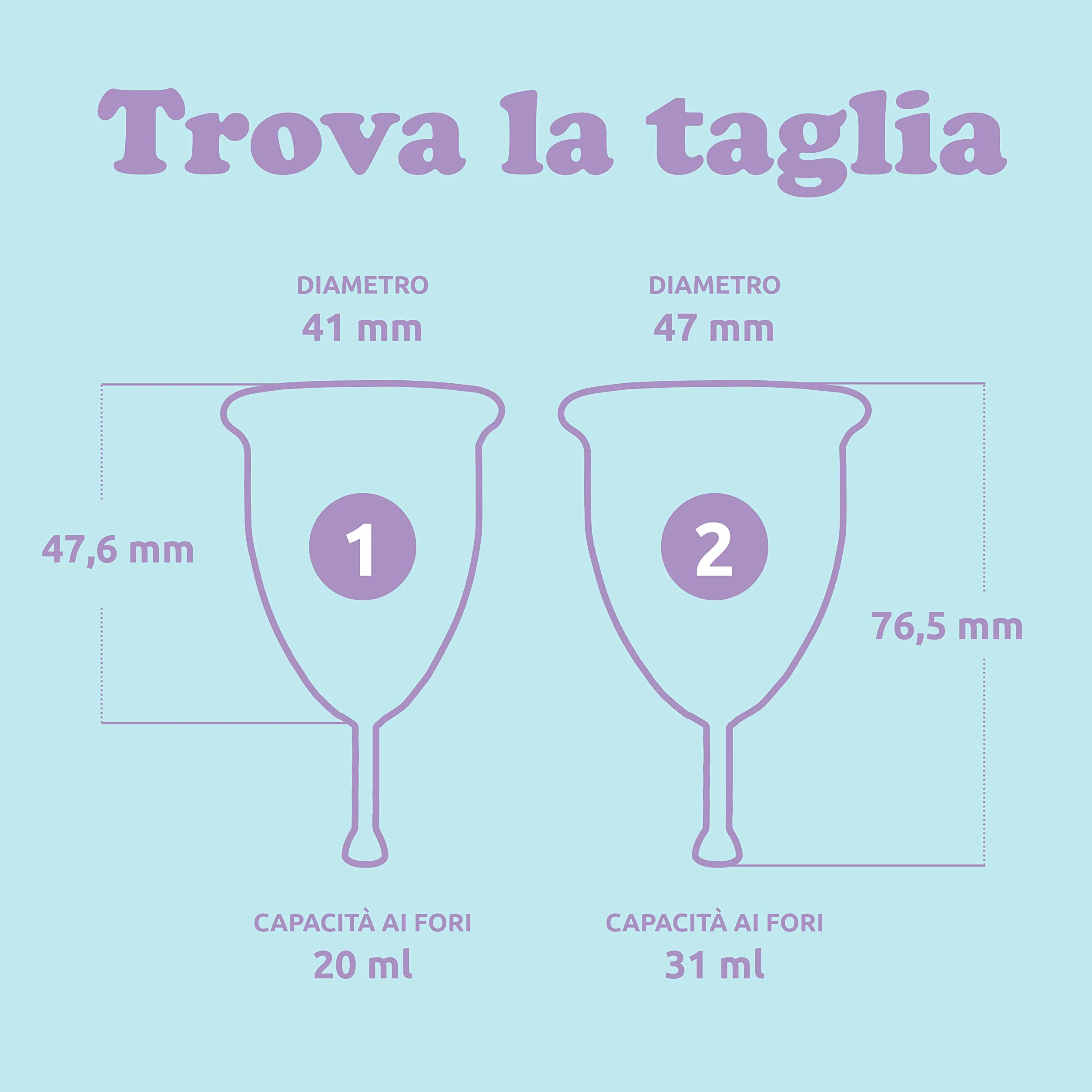 Rainbow Cup Coppetta Mestruale Silicone Medicale Senza Lattice Taglia 2 Ciclamino
