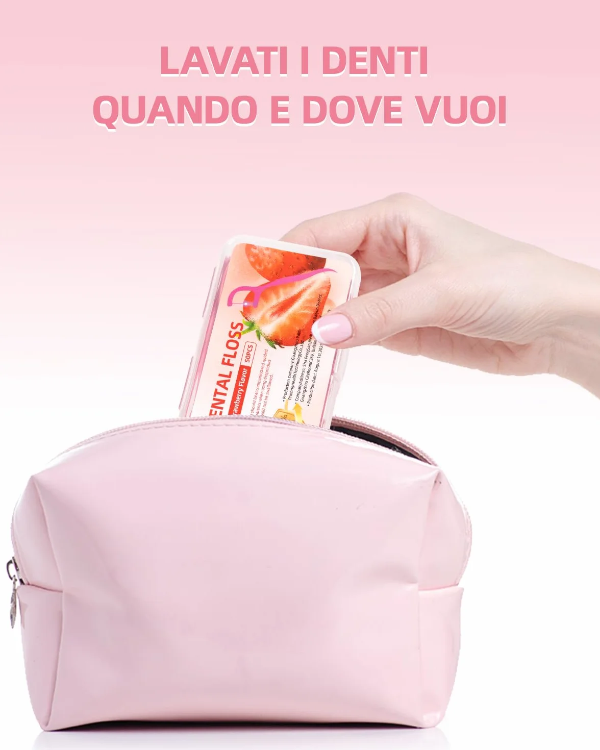 600 stuzzicadenti con filo interdentale alla fragola per la cura dei denti - Bastoncini per la pulizia dei denti per rimuovere la placca e i residui di cibo