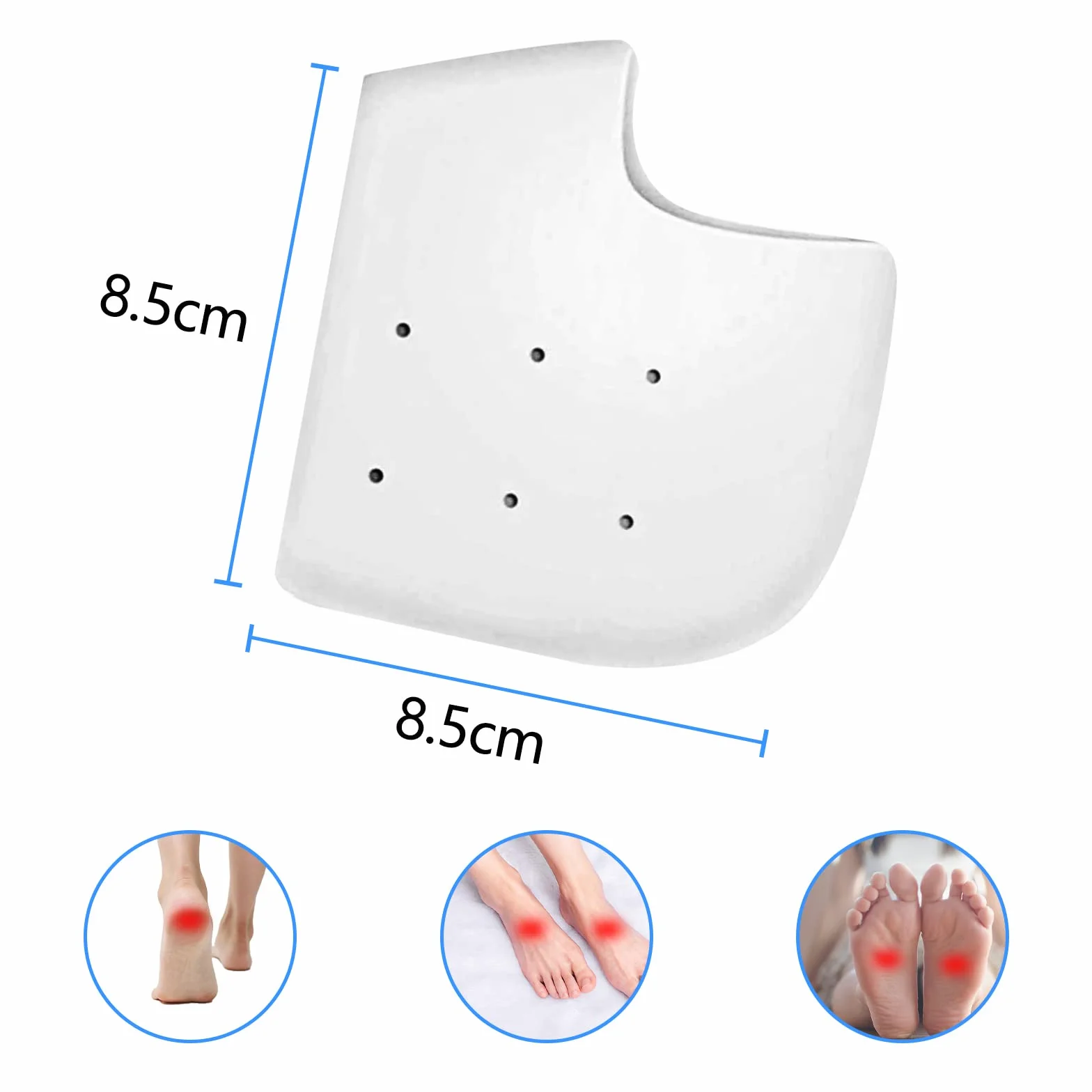 Newpop 3 Paia Proteggi Cuscinetti per Tallone in Silicone Gel Calze, Sollievo Dolore Fascite Plantare