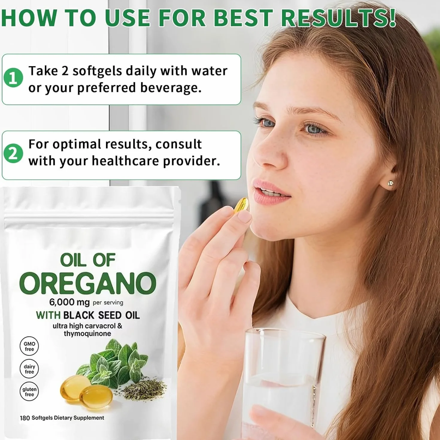 Resilia Oil of Origano Softgels 6000 mg con Olio di Semi Neri, Integratore di Origano Non OGM