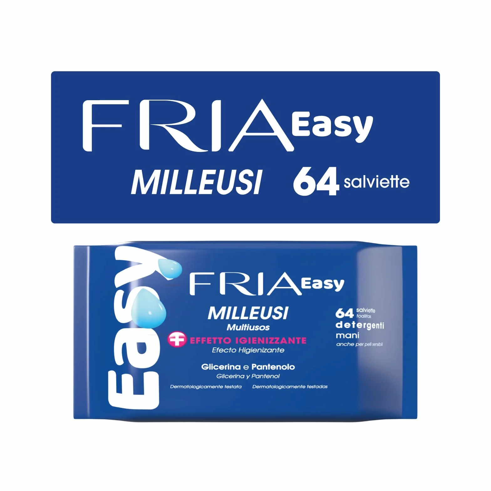 Fria Easy Salviette Milleusi con Glicerina e Pantenolo, Confezione da 64