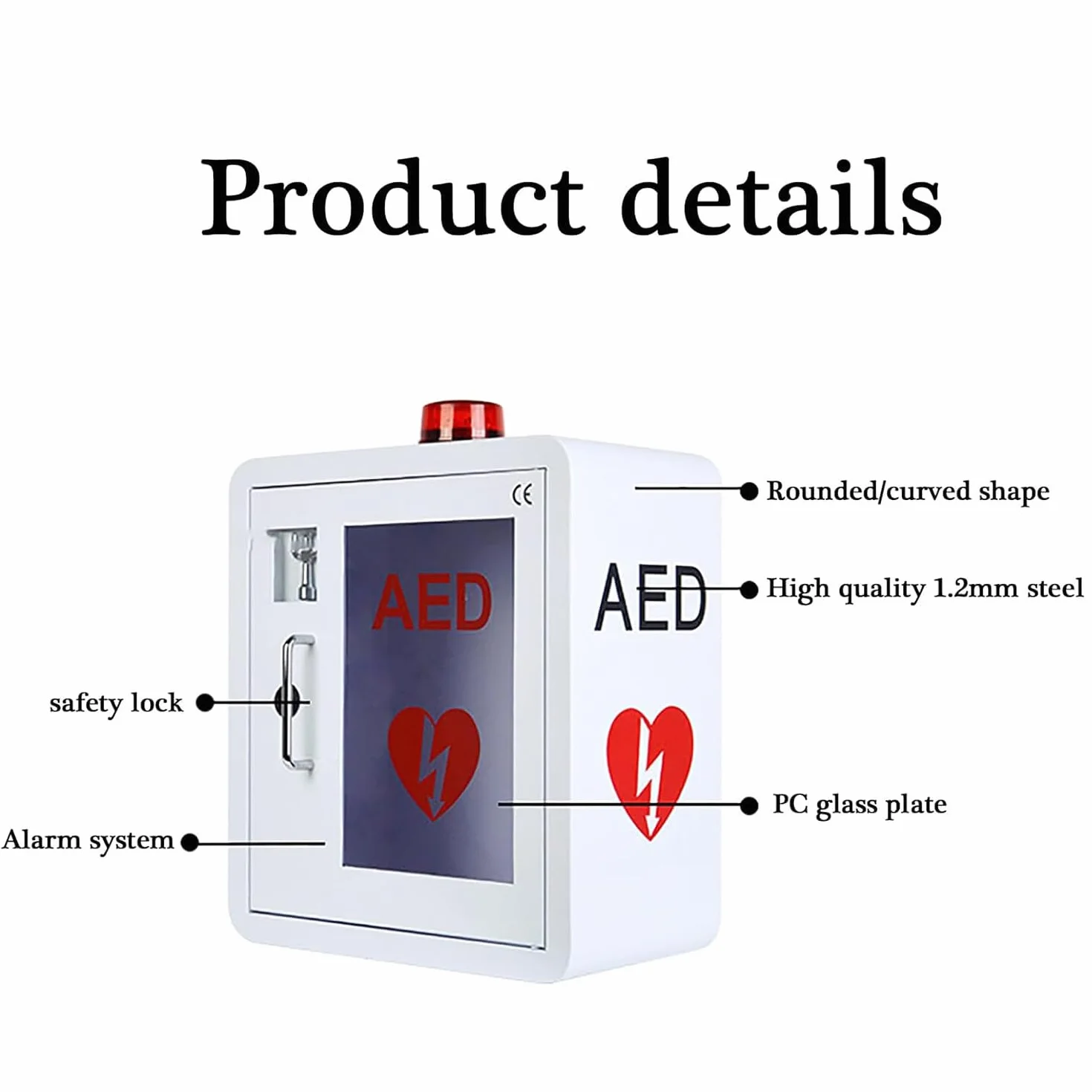 Armadietto Defibrillatore Dae Acciaio Parete Luce Stroboscopica Allarme Emergenza
