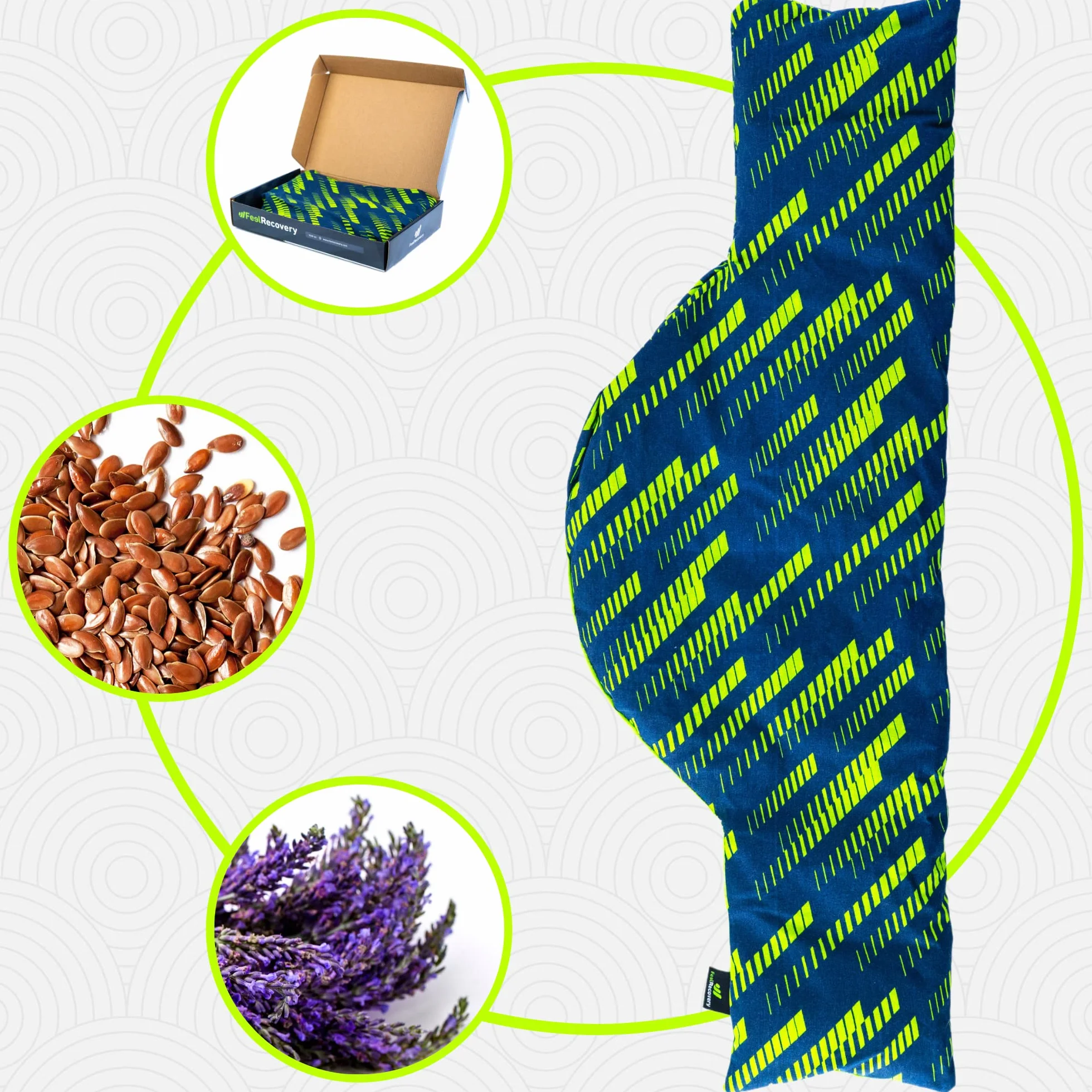 Cuscino Termico Semi Cervicale - Cuscino per Microonde Riscaldante per Collo (60x22 cm) - Scaldacollo per la Nuca e Spalle con Federa Esterna Lavabile in Cotone 100% e Fiori di Lavanda