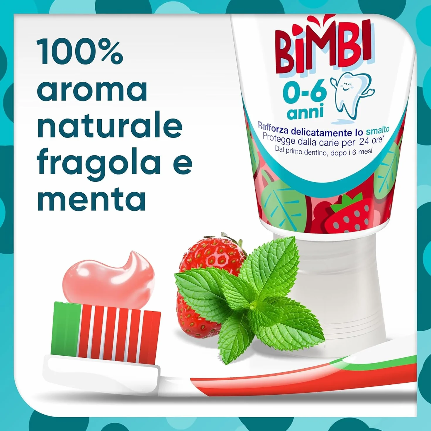 Sensodyne Prosmalto Bimbi, Dentifricio quotidiano per Bambini 0-6 anni, rafforza delicatamente lo smalto e protegge dalla carie per 24 ore, Aroma Naturale Fragola e Menta, 50 ml