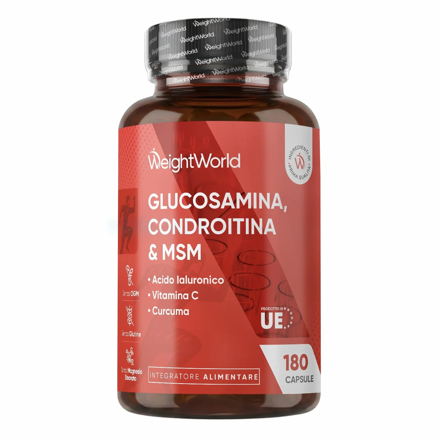 Glucosamina Condroitina MSM, Acido Ialuronico, Vit C e Curcuma, 6 Mesi, Glucosamina Complex, La Vitamina C Contribuisce alla Normale Formazione del Collagene per la Normale Funzione delle Ossa (EFSA)