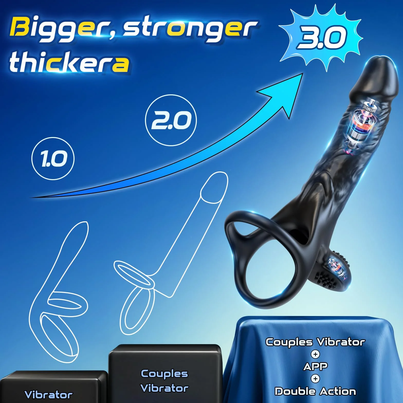 Dildo Vibranti con Anello Pene per Coppia,Vibratore Anali Sex Toys per Stimolatore il Clitorideo Donna e Testicolare Maschio,Giocattolo Sesso con 9 Modalità,Morbido Elastico,14 cm Insertable length