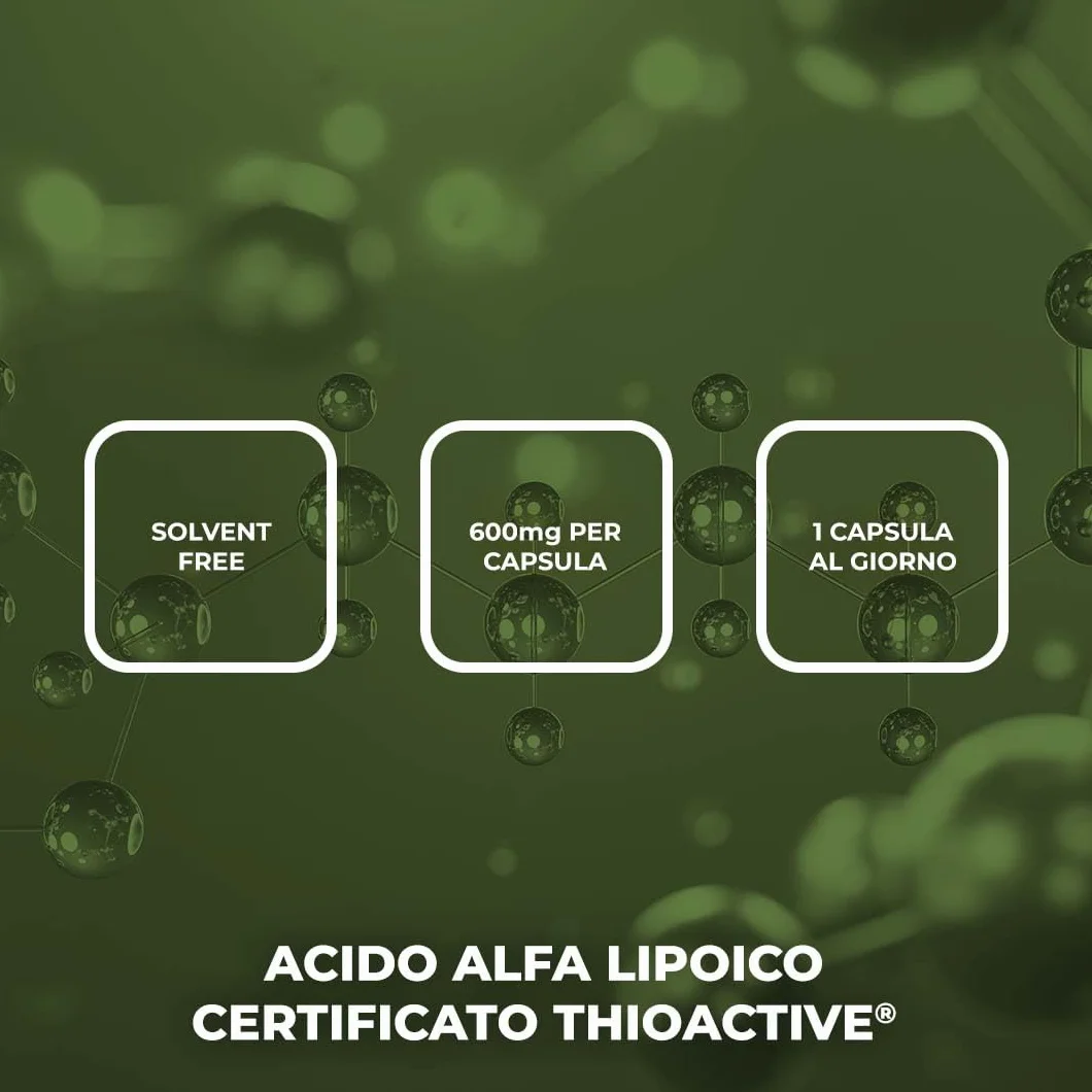 Acido Alfa Lipoico Certificato ThioActive® 600mg 90 capsule Dosaggio elevato Vegan