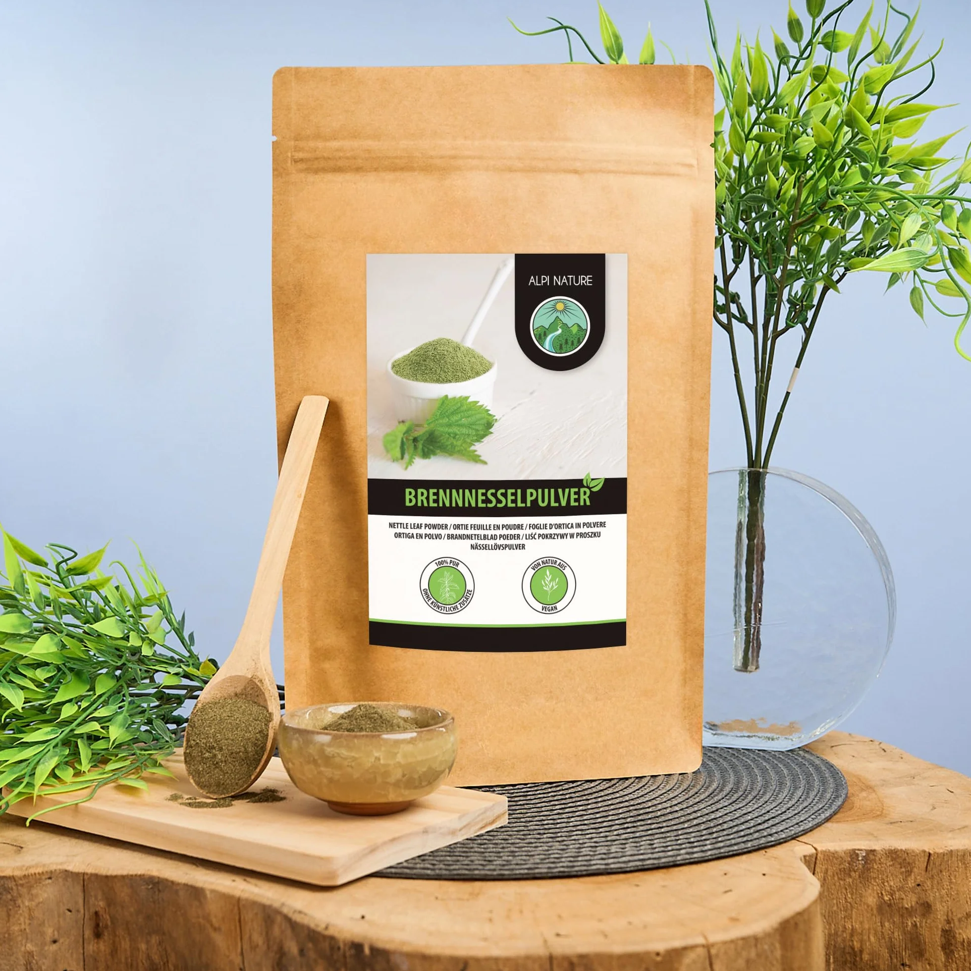 Alpi Nature Ortica Foglie in Polvere 250g, Foglie di Ortica Essiccate e Macinate, Urtica dioica