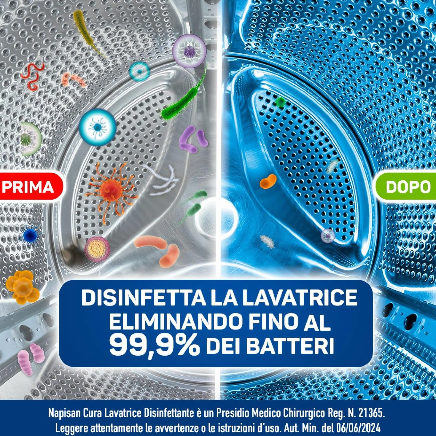 Napisan Cura Lavatrice Disinfettante Freschezza di Primavera, Elimina i Cattivi Odori, Rimuove Sporco e Residui di Sapone, Confezione da 250ml