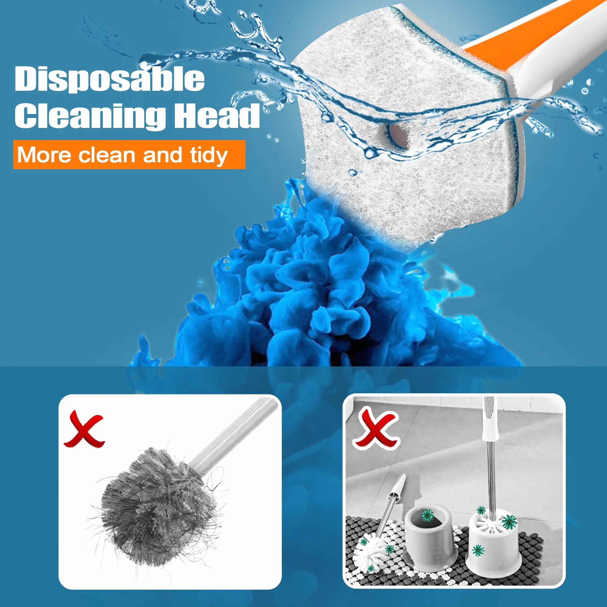 JEHONN Pulisci Water Usa e Getta Ricariche 48 Pacchi, Bagno Scrubber Wand Sostituzione Cleaner Pads per Lavello Vasca da bagno Lavabo Mop Pool (Adatto Solo per JEHONN)