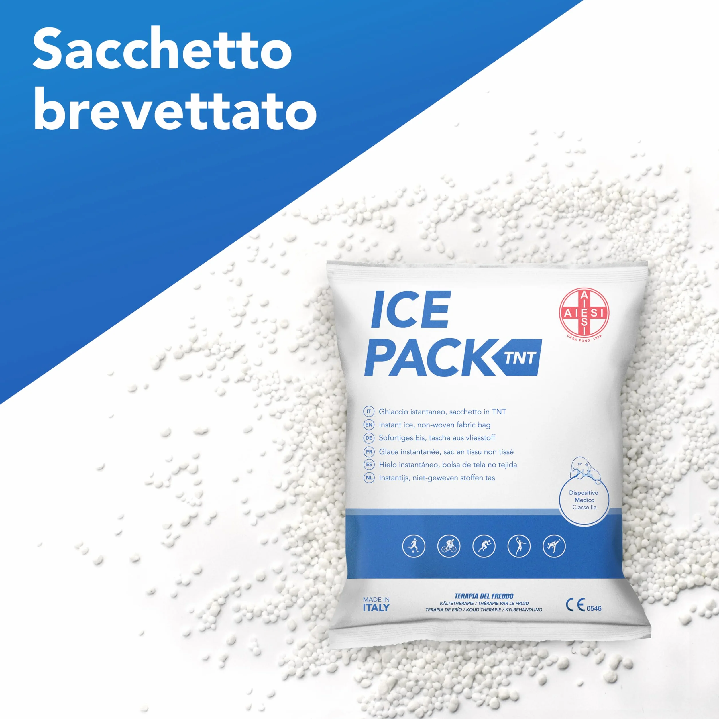 AIESI Ghiaccio istantaneo monouso 25 pezzi 14x18 cm ICE PACK TNT