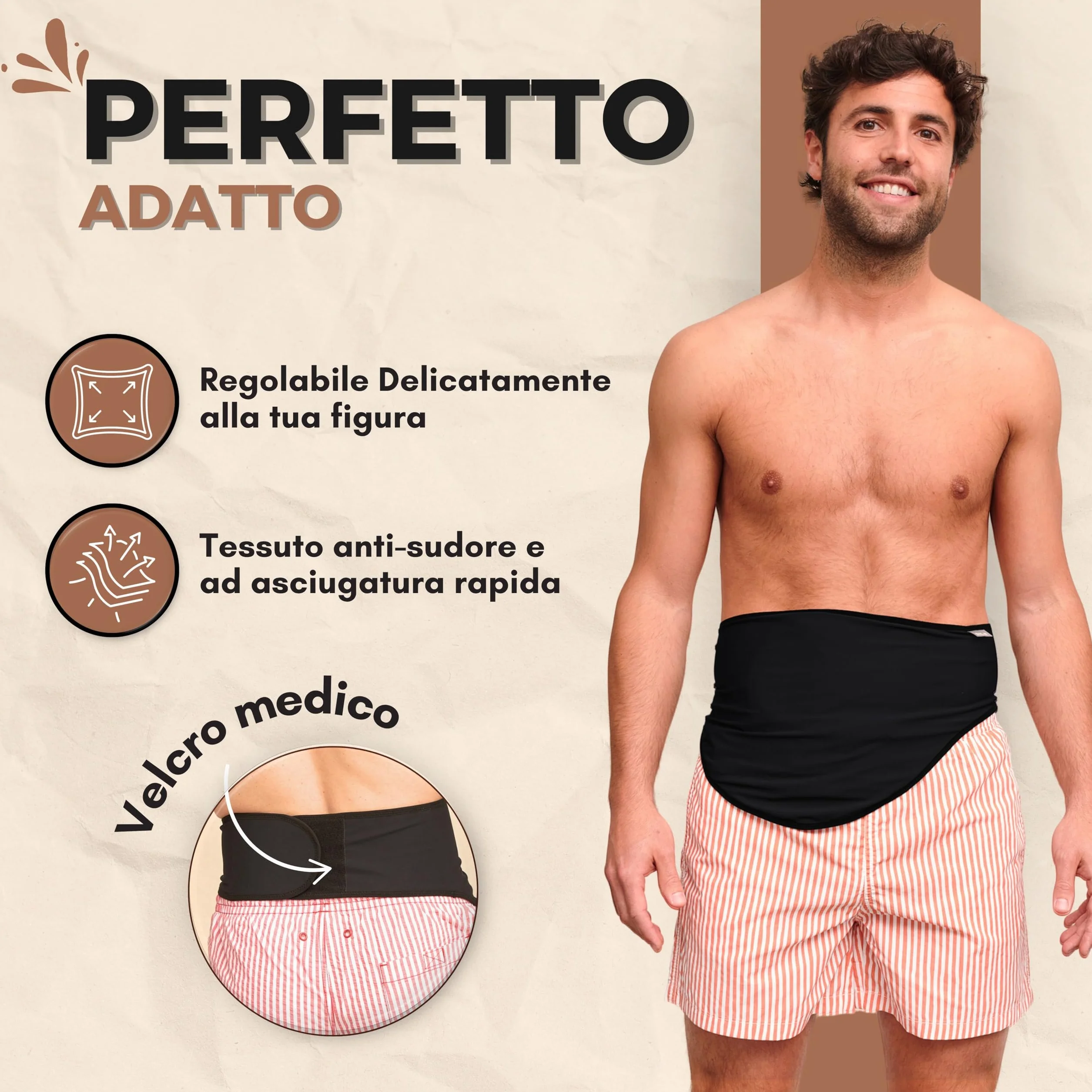 SIIL Cintura per stomia Nero Ostomy | Cintura di Supporto per stomia | Sport e Nuoto | Copri Sacca per stomia | Tasca Interna per Contenere la Sacca per stomia