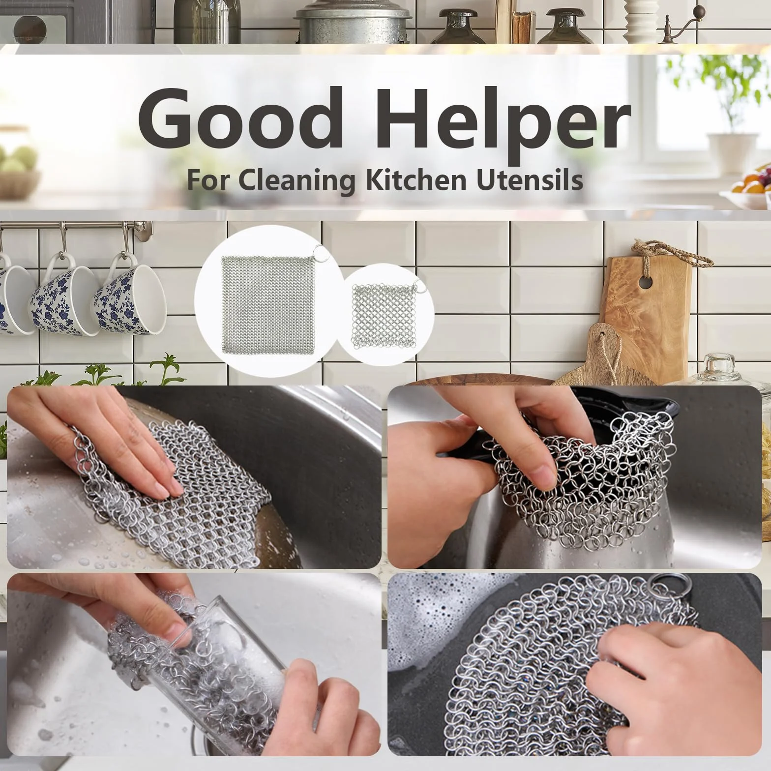 Detergente per Ghisa in Acciaio Inossidabile Scrubber 10x10 cm