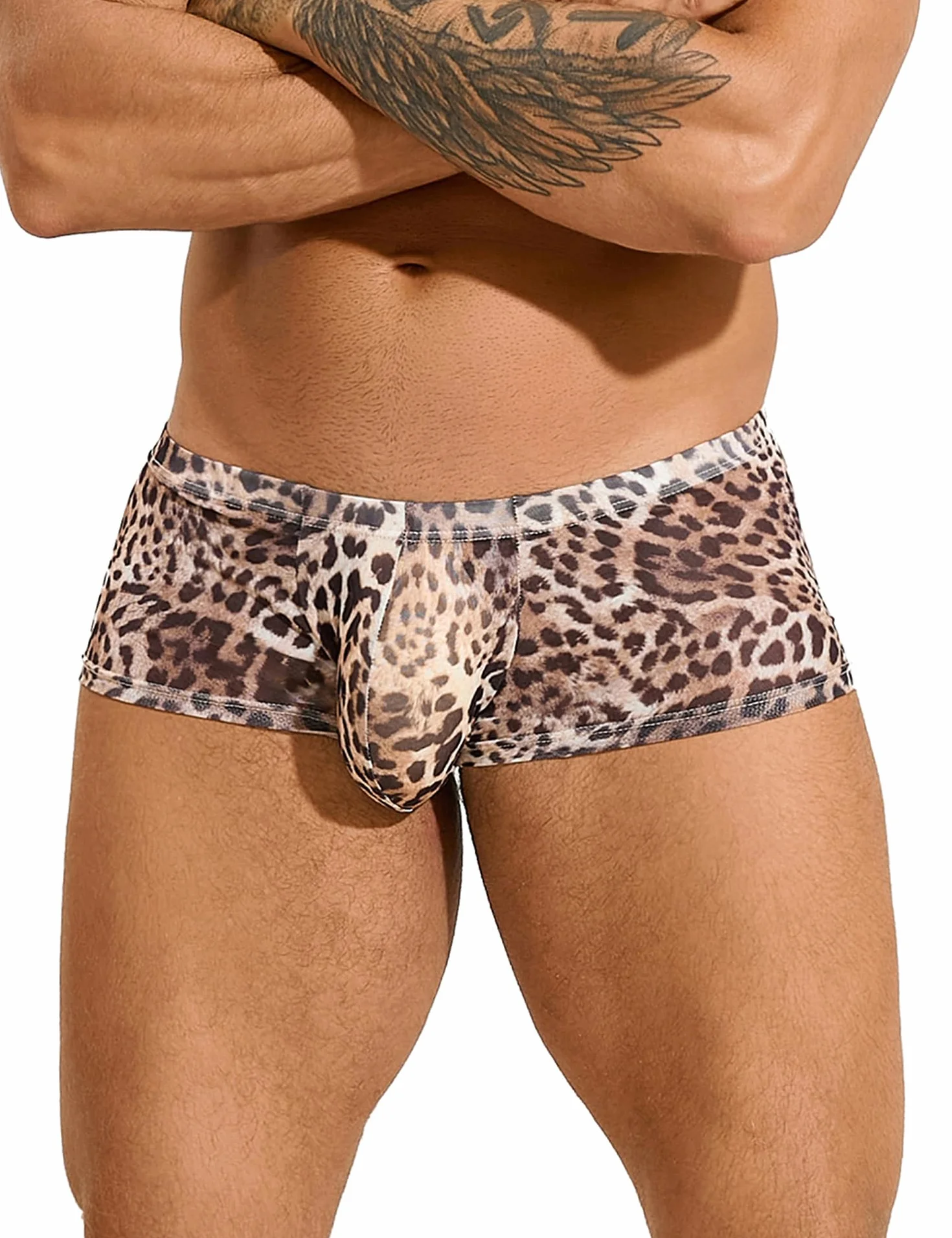 ohyeahlady Taglie Forti Boxer Uomo Leopardato Elastica Perizoma Morbido Vita Bassa Mutande Simpatiche Elasticizzate Traspiranti Brief Intimo Curvy Lingerie Mankini Tanga