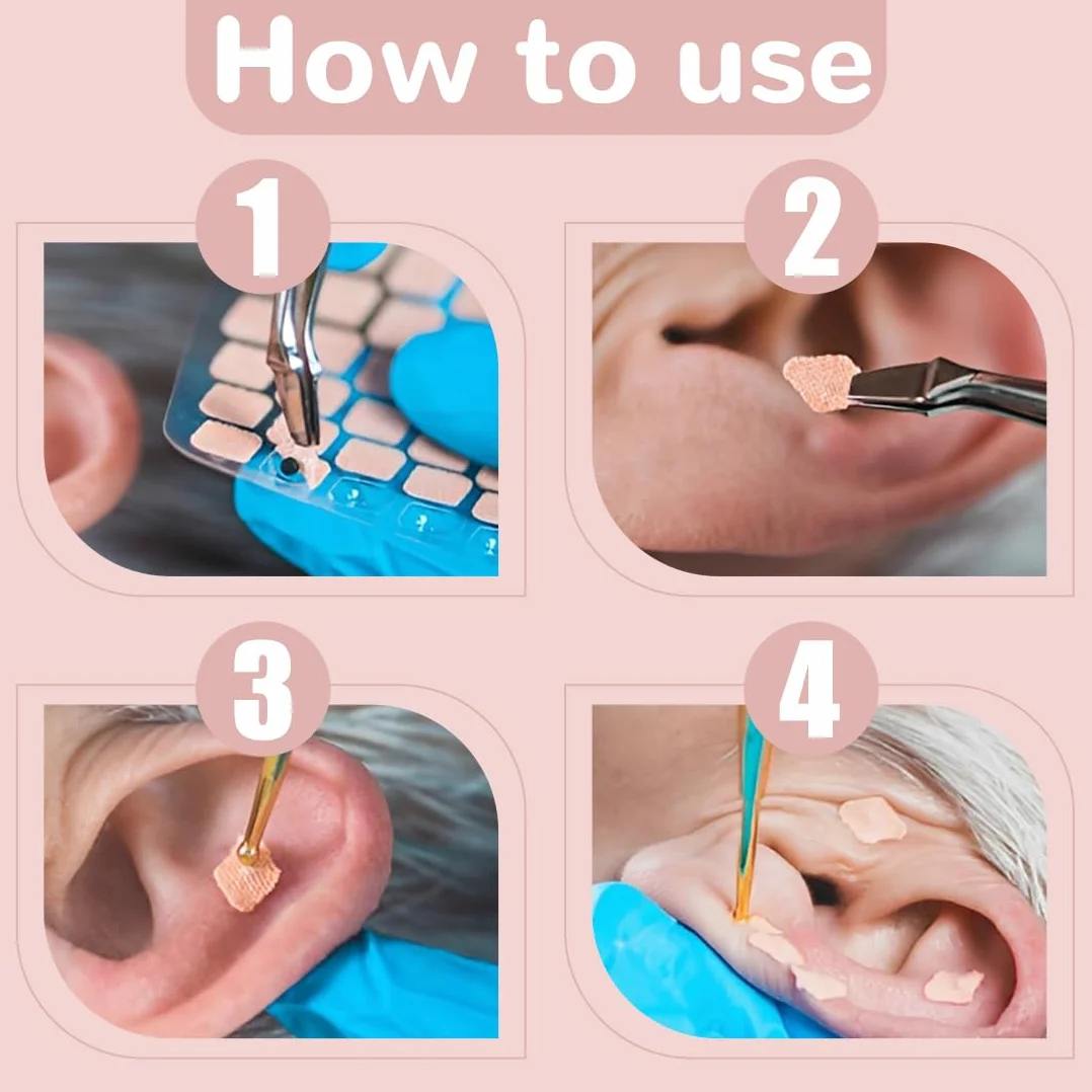 Ear Seeds 600 Pezzi Semi Agopuntura Auricolare Monouso Carta Rosa Dimensioni Standard Kit Digitopressione Multifunzionale Terapia