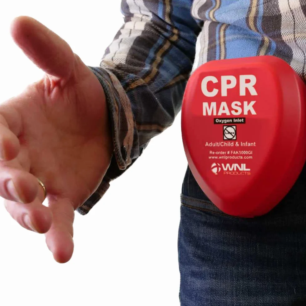 WNL Products CPR Rescue Mask Adult Child Infant Pocket Resuscitator Hard Case Kit Belt Clip