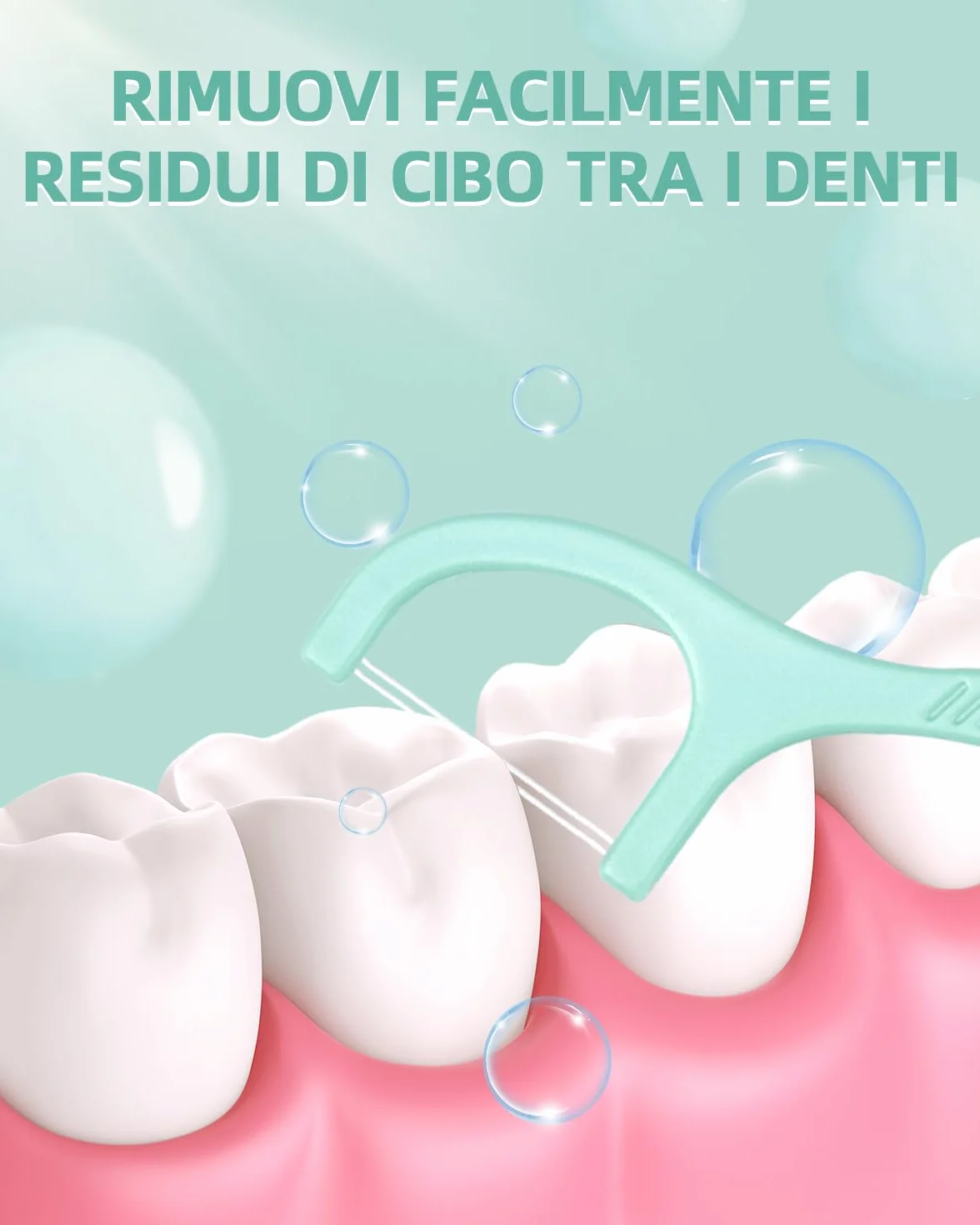 300 Filo Interdentale a Doppia Linea alla Menta per la Cura dei Denti - Archetti filo interdentale per Rimuovere la Placca e i Residui di Cibo